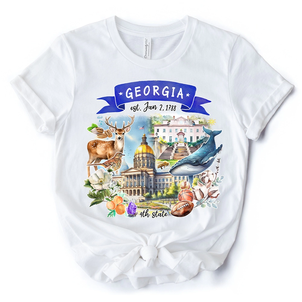 OrnamentallyYou Unisex Artistic Georgia State Themes And Landmarks T-Shirt