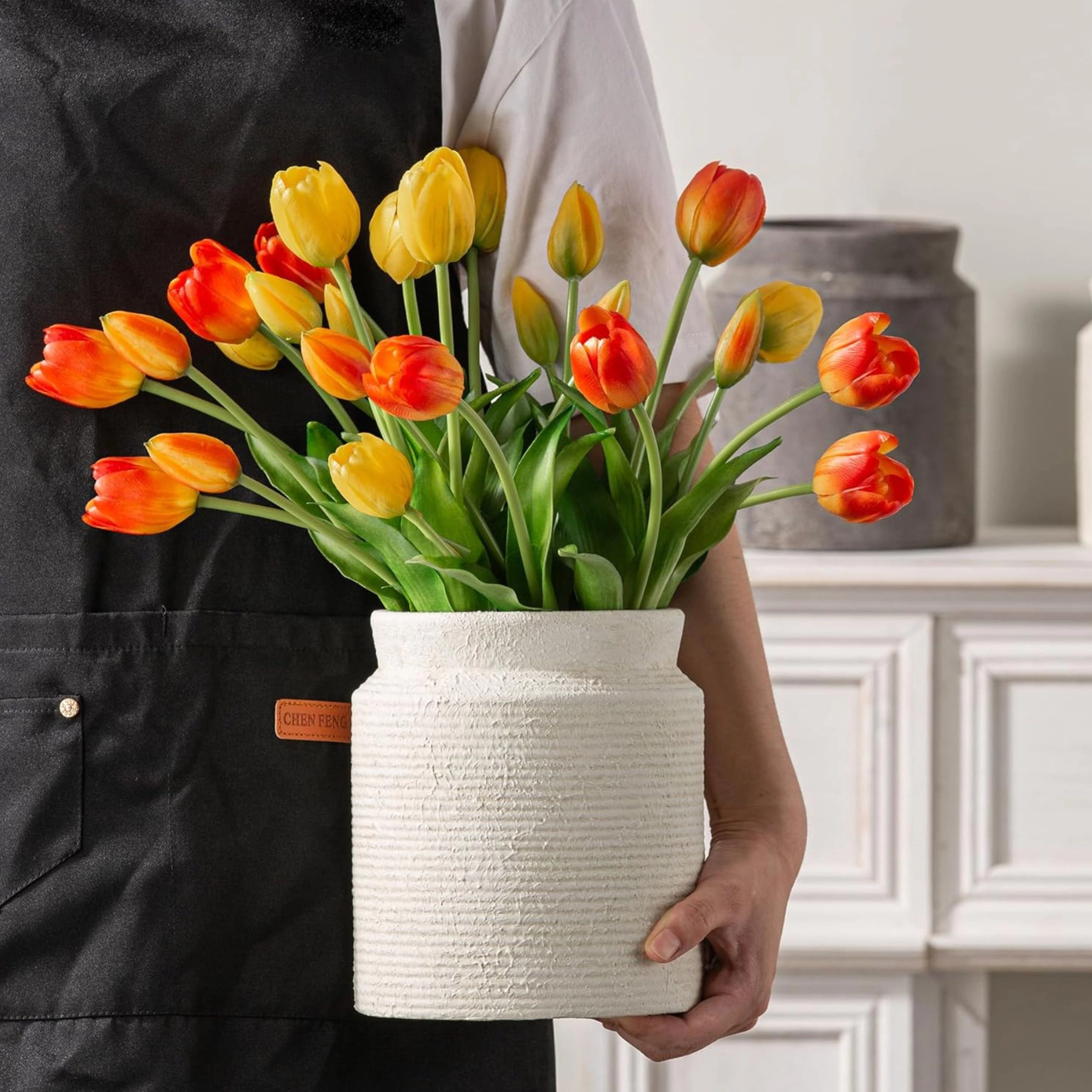 Stock Preferred 7.5 Inch Rustic Ceramic Flower Vase Farmhouse Terracotta Home Decor