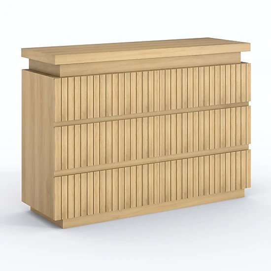 BebreezChic Modern Handleless 6-Drawer Dresser, Fluted Design, Thick Floating Top, White Wide Chest