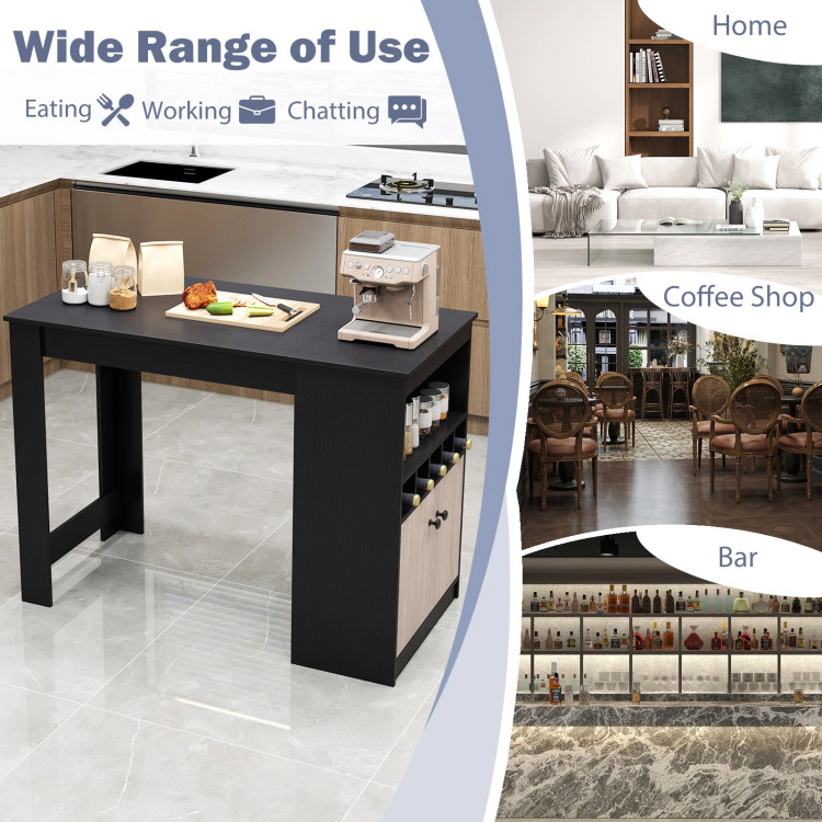 Hivvago Contemporary 48-Inch Bar Unit with Wine Holder and Hidden Storage Cabinet