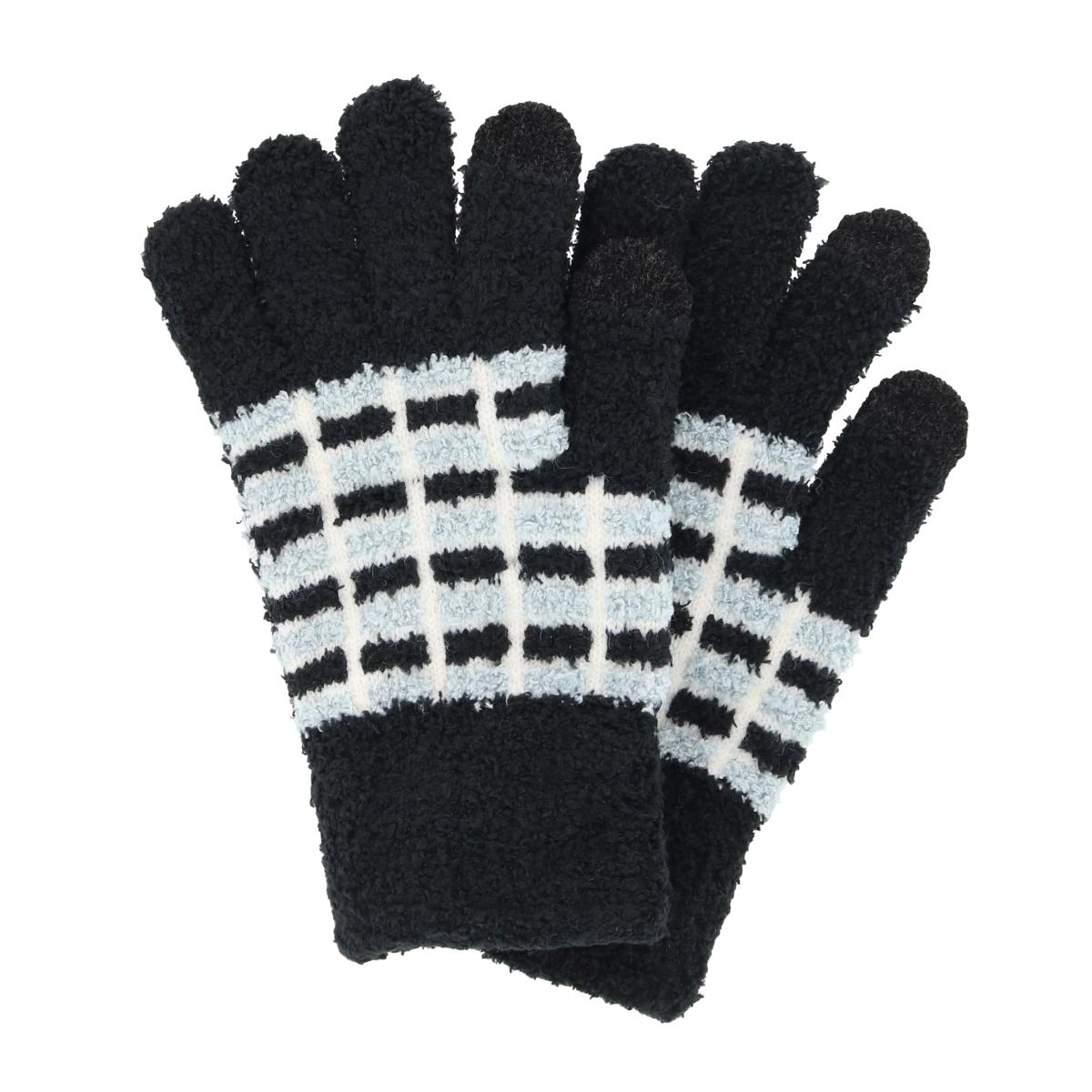 CTM Women's Knit Color Block Touchscreen Compatible Winter Gloves