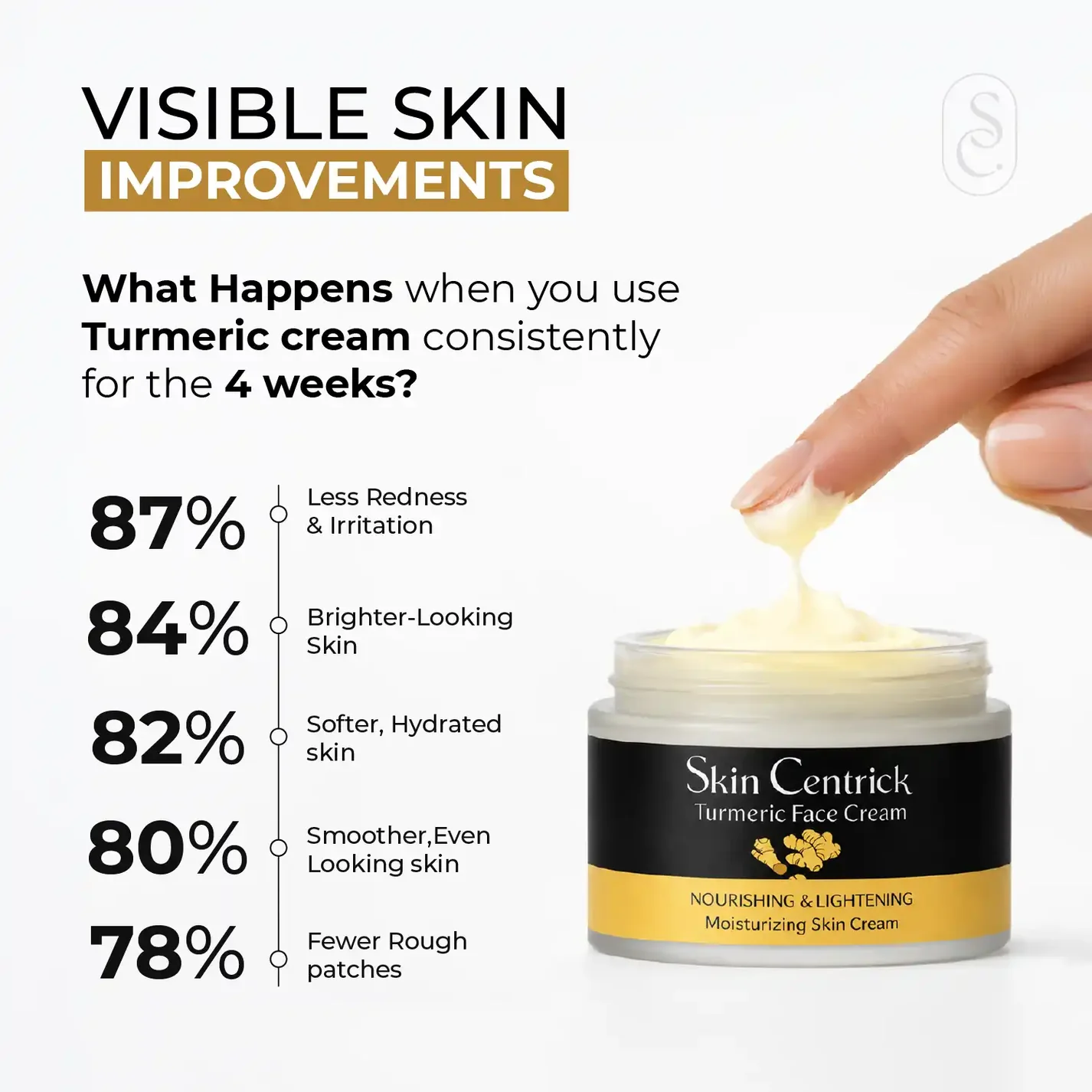 Skin Centrick Turmeric Face Cream, Daily Hydration with Turmeric and Vitamin C for Dry Skin, 50 g
