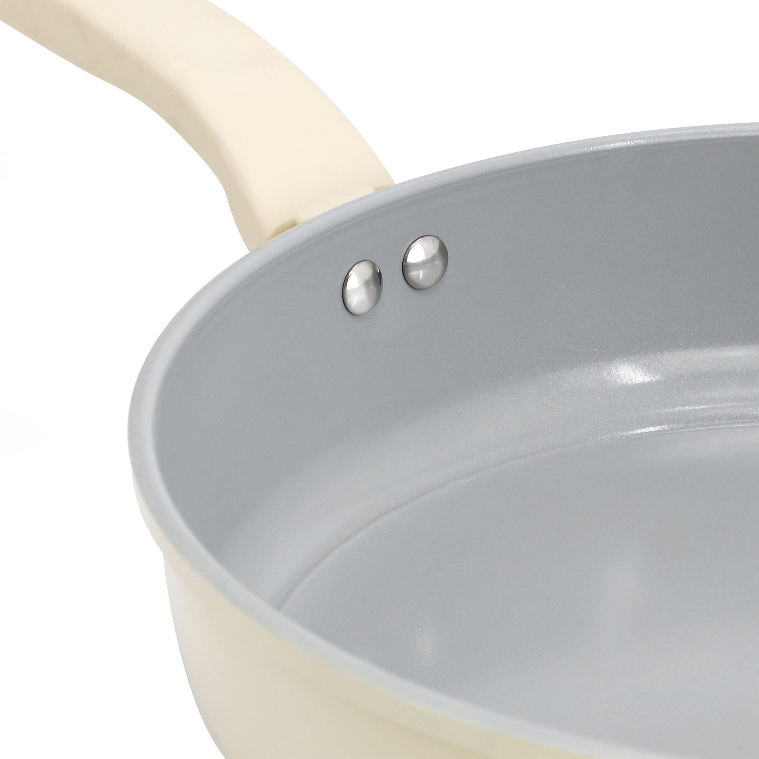 Gibson Home Barnsdall 11 Inch 4 Quart Ceramic Nonstick Alimunium Saute Pan with Lid in Cream