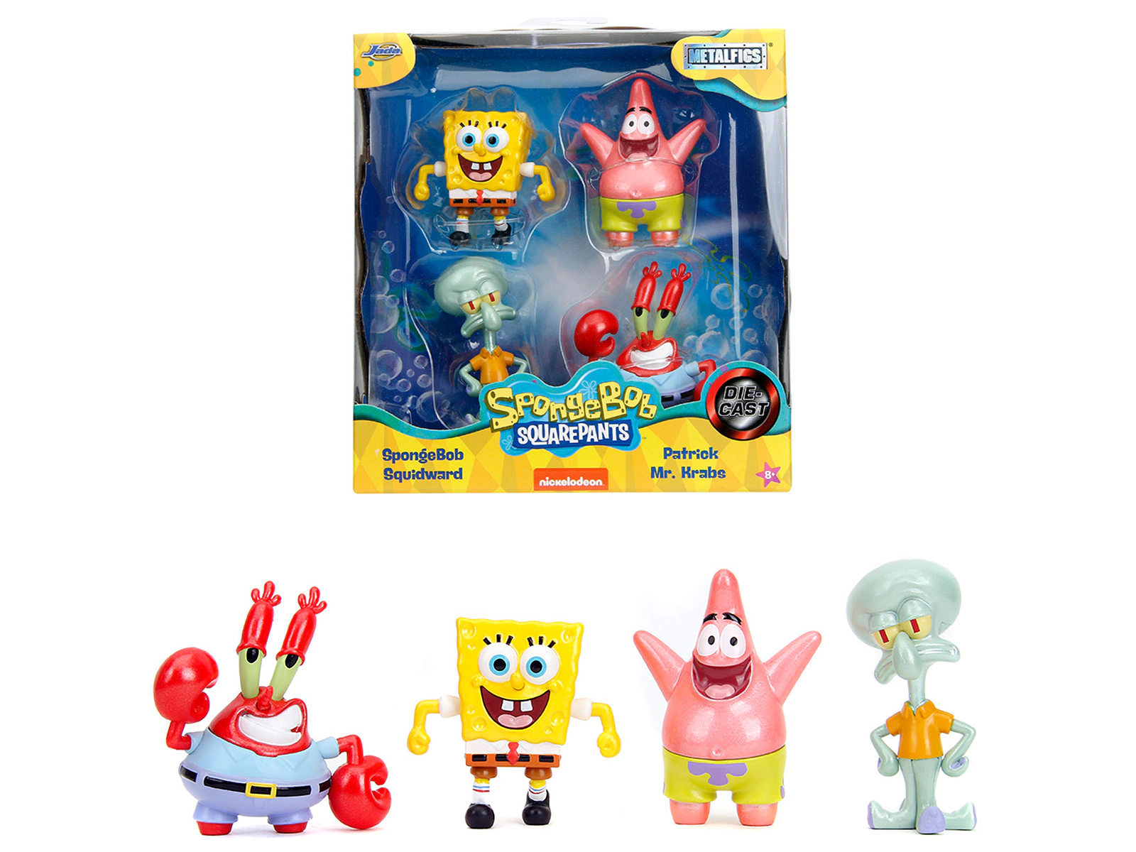 Jada Set of 4 Diecast Figures "SpongeBob SquarePants" (1999-Current) TV Series "Metalfigs" Series Diecast Models by Jada
