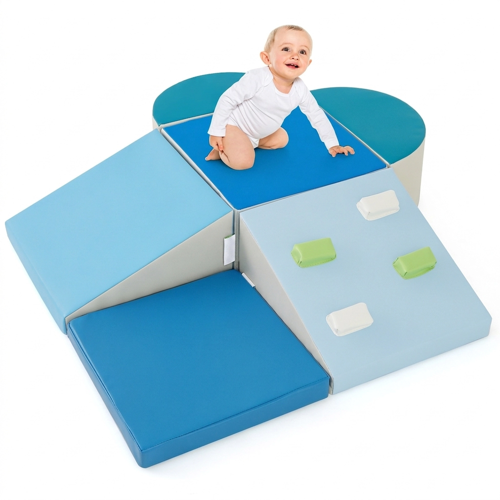 SUGIFT 6-Piece Soft Play Set for Toddlers with Climbing Triangle and Ramp Foam Blocks Ages 1+ As Pictures Shown