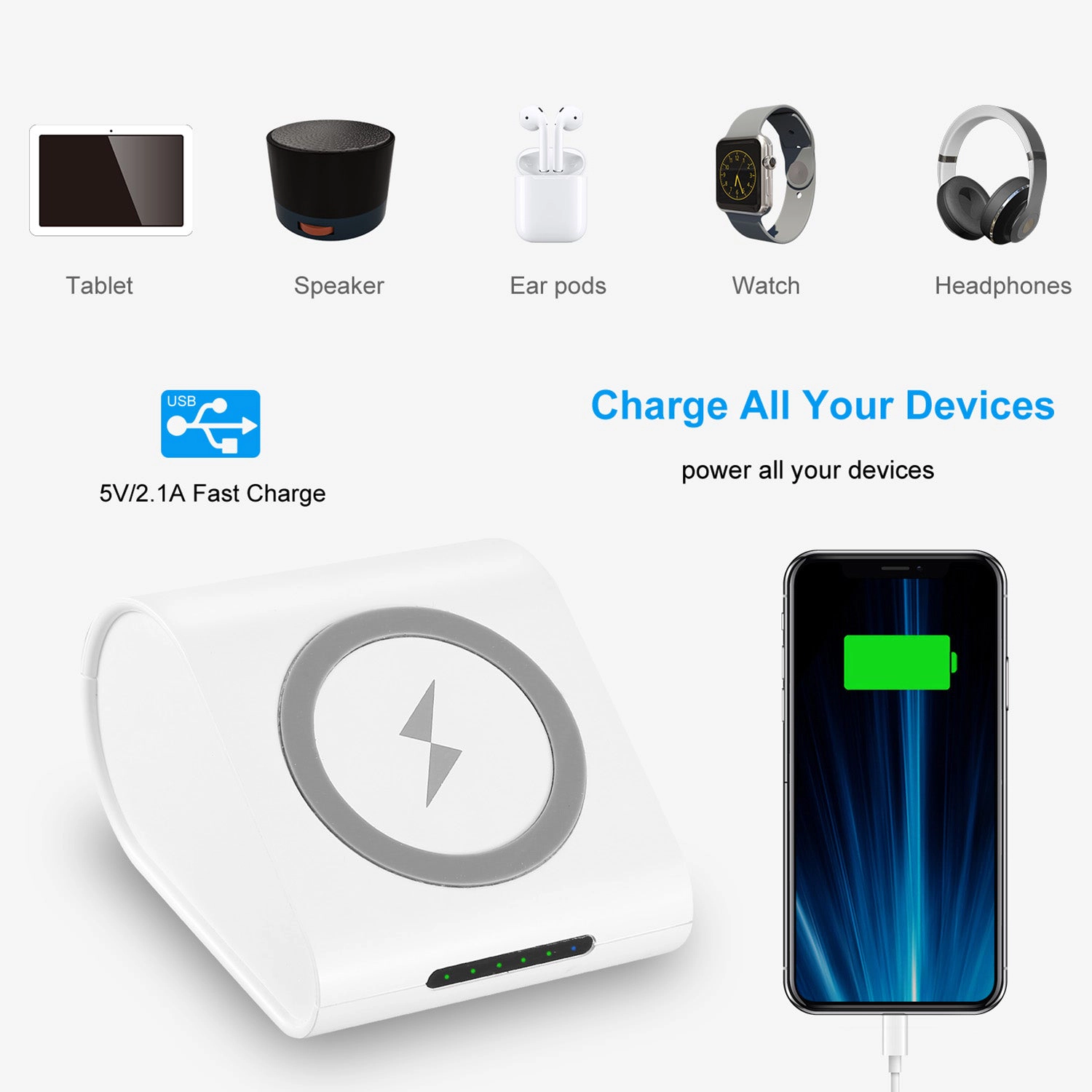 GBruno 10000mAh Qi Wireless Charger Power Bank