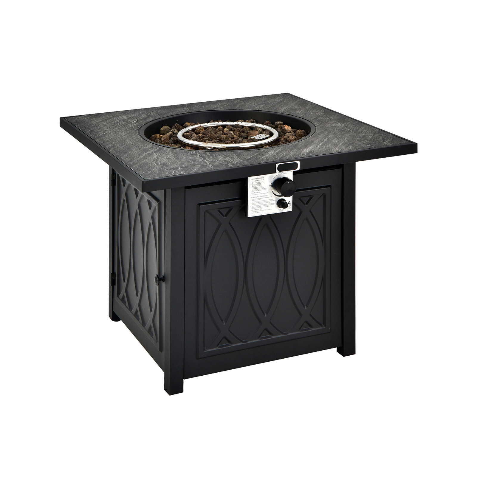 SUGIFT 32-Inch Square Propane Fire Pit Table, 50,000 BTU, Auto Ignition, Ore Powder Top, Cover