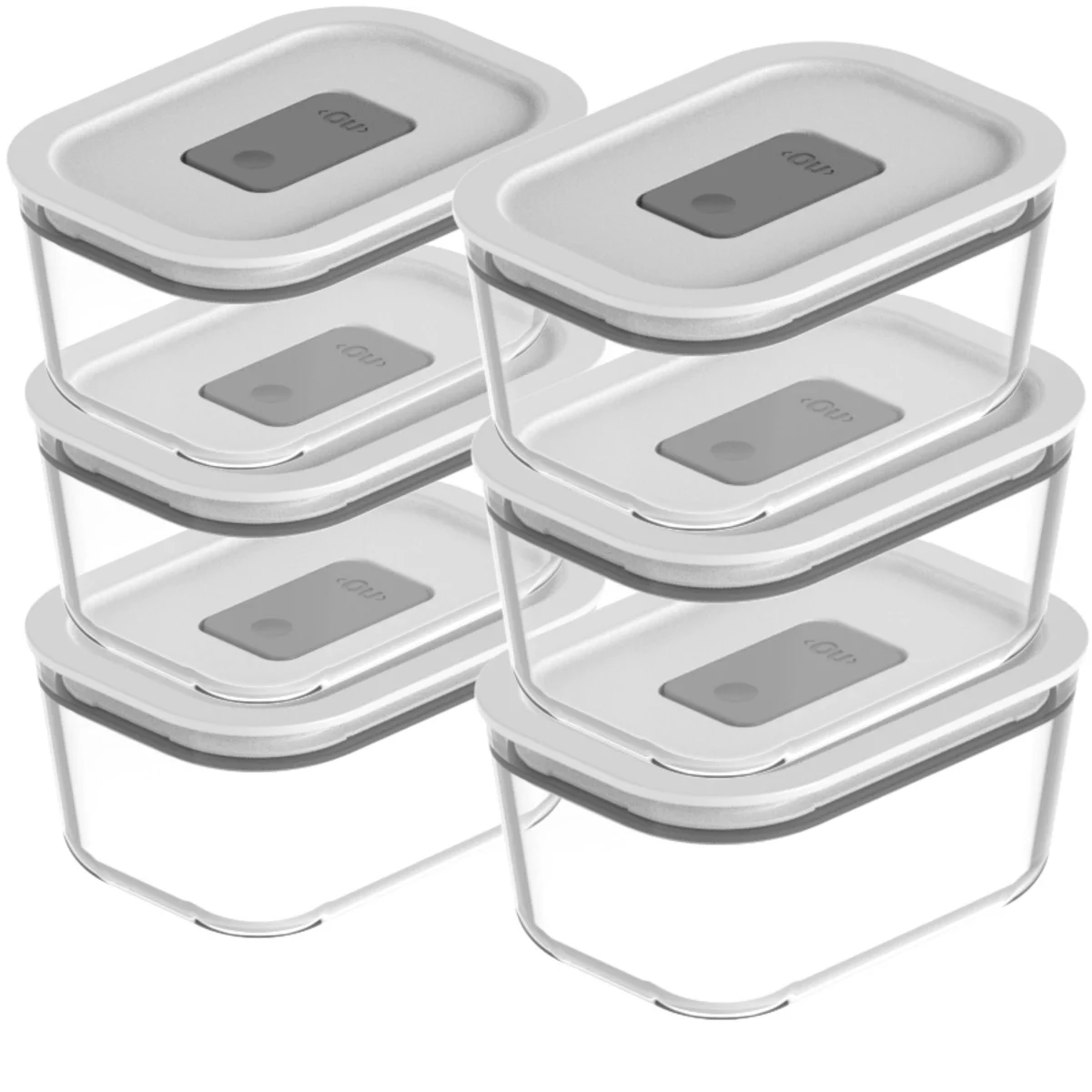 OU Glass Food Storage Container Set 12pc, Airtight Leak Proof Lids w/ Microwave Valve, Microwave Freezer Dishwasher Safe