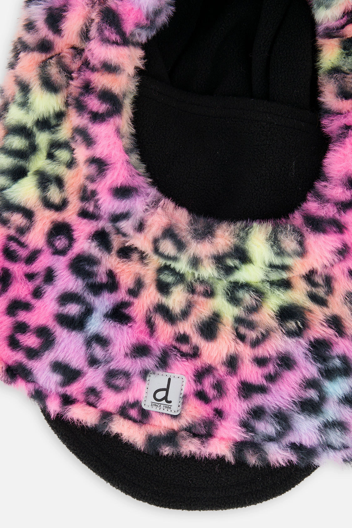 Deux par Deux Girls Leopard Fur Print Cat Ear Oversized Polar Balaclava for Ski Helmet