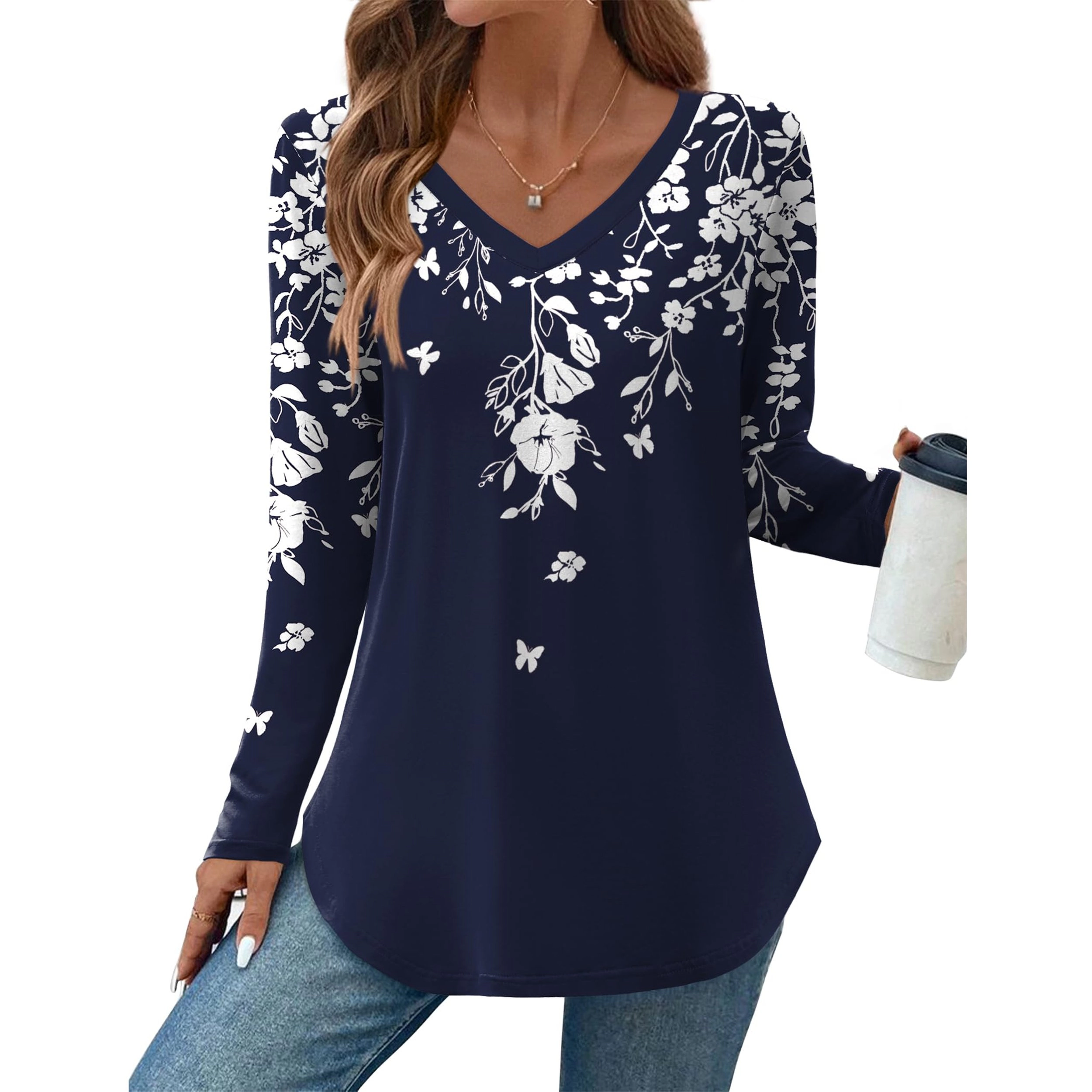 Zeagoo Women Floral Long Sleeve Blouse