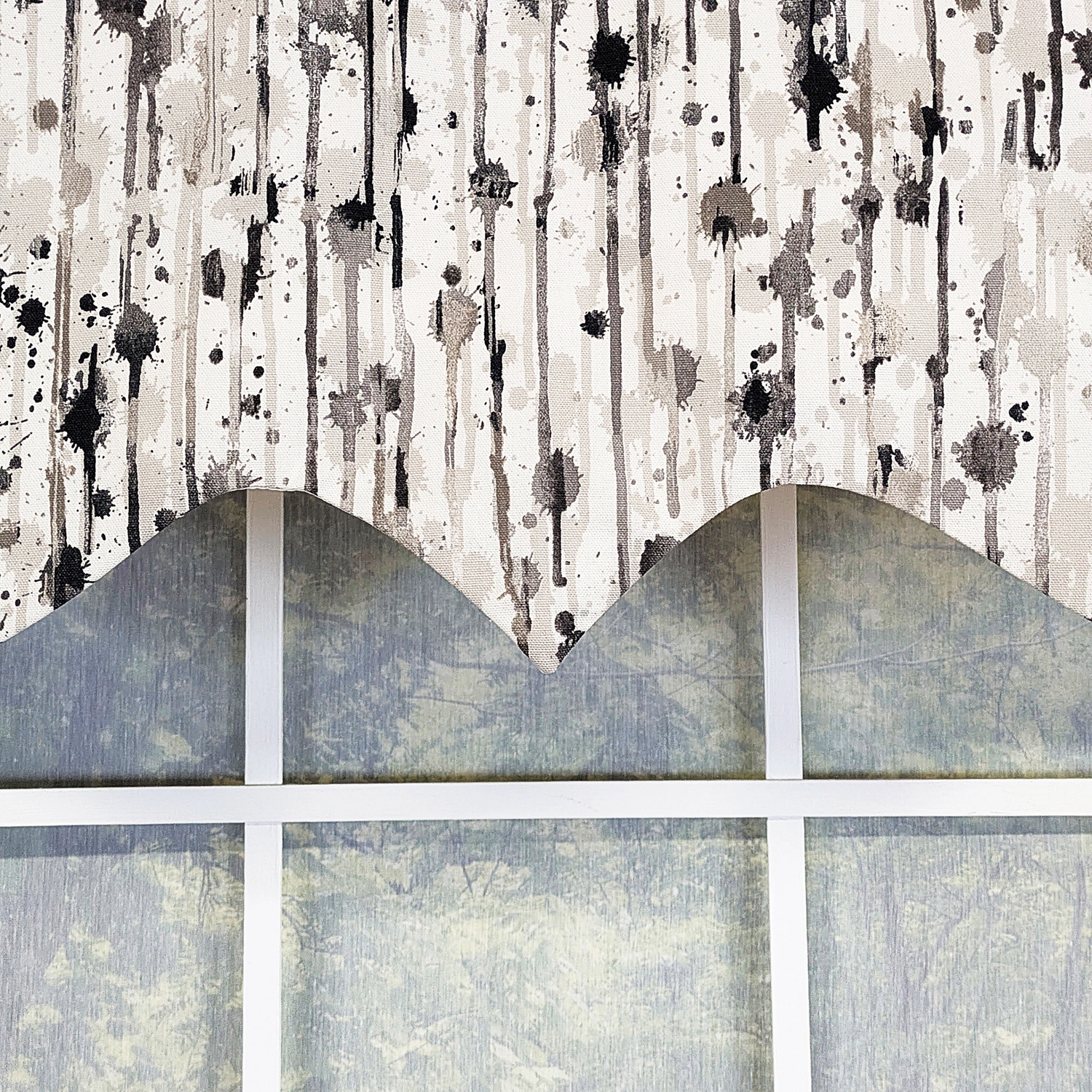 RLF Home 100% Cotton String Theory Regal With Ivory Lining Rod Pocket Window Valance 50" x 17" Charcoal