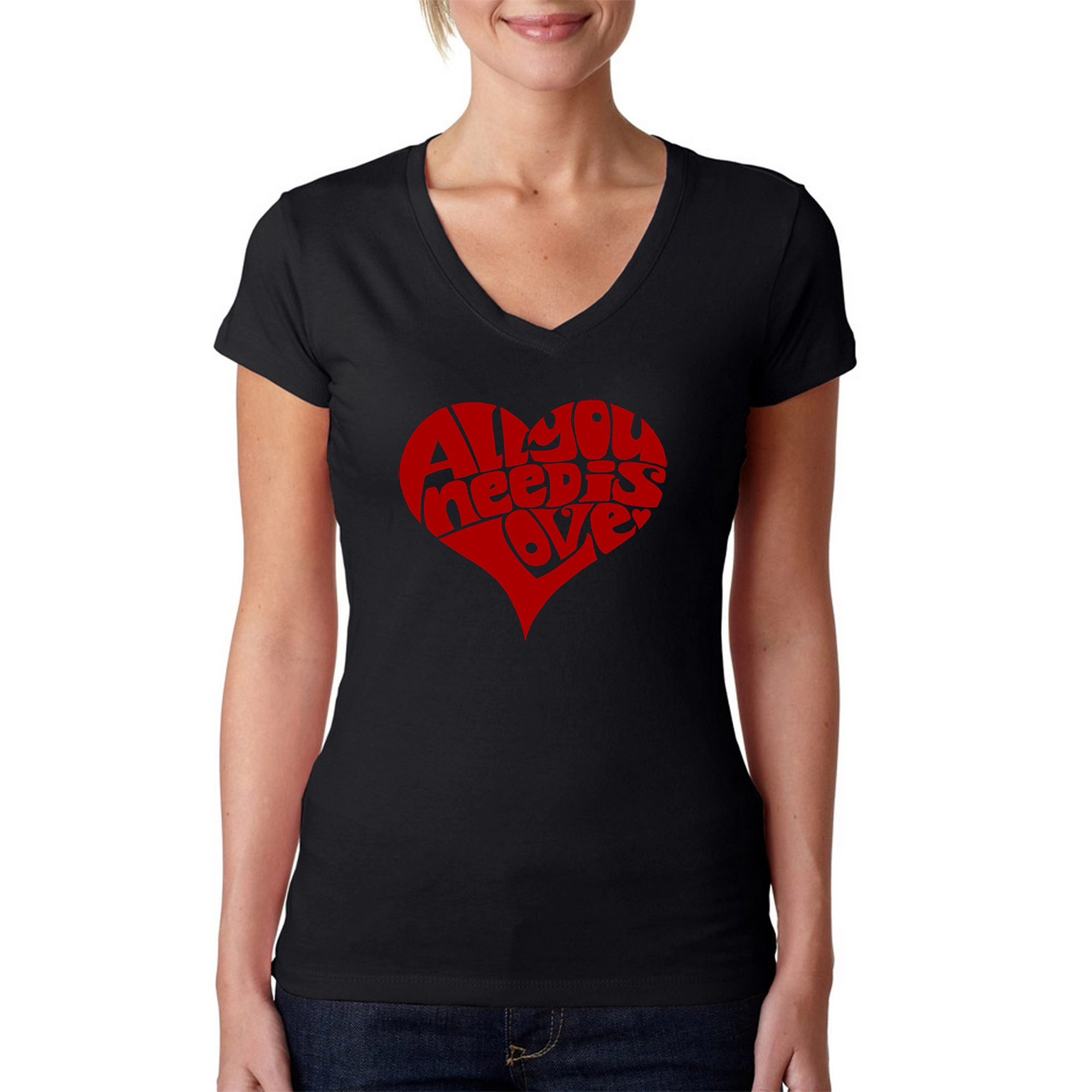 LA Pop Art Womens Word V-Neck T-Shirt
