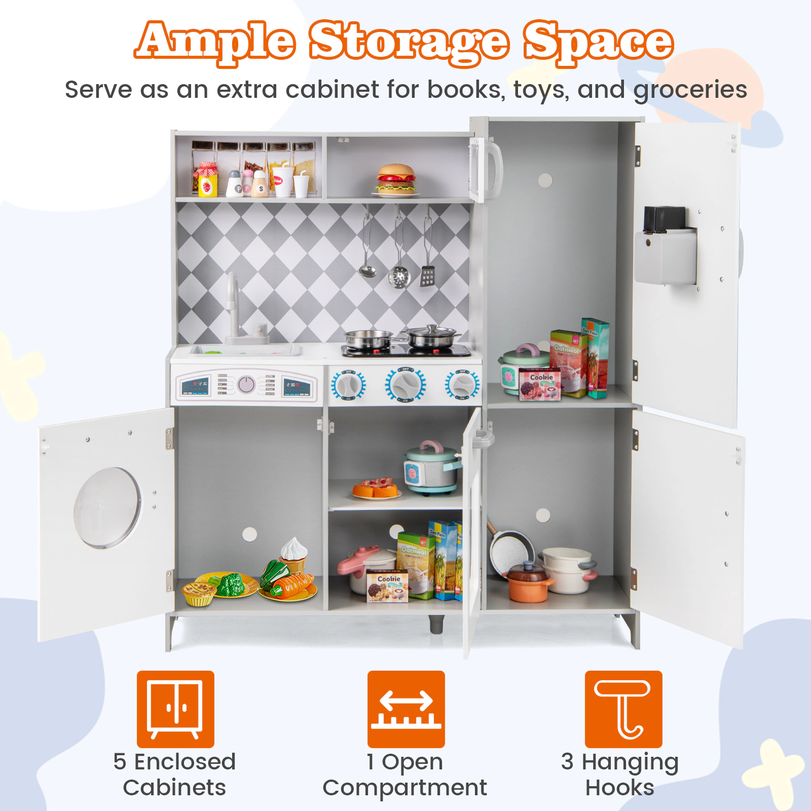 Hivvago Pretend Play Kitchen for Kids Aged 3+ with Real Sounds and Lights