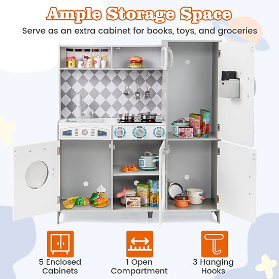 Hivvago Pretend Play Kitchen for Kids Aged 3+ with Real Sounds and Lights