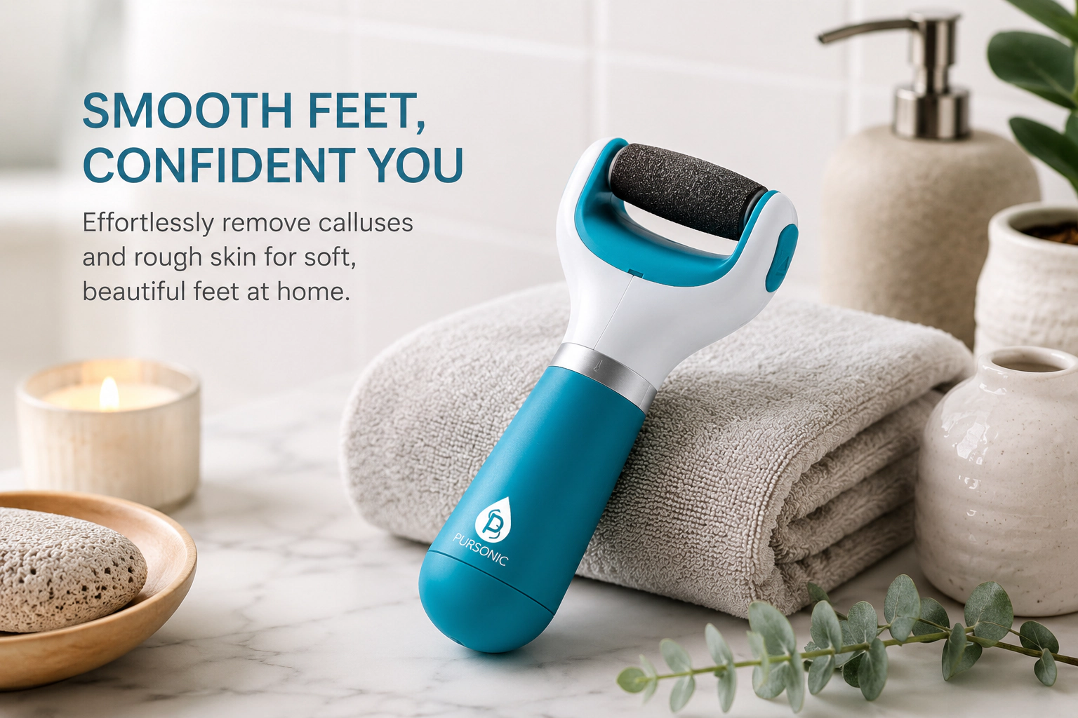 Pursonic Unisex Waterproof Battery Operated Electric Foot Callus Remover
