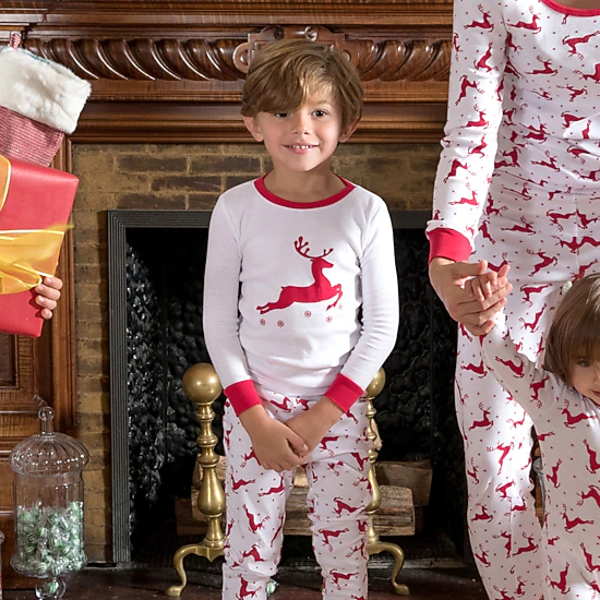 Leveret Toddler/Kids 2-Piece Reindeer Cotton Snug Fit Christmas Pajama Set