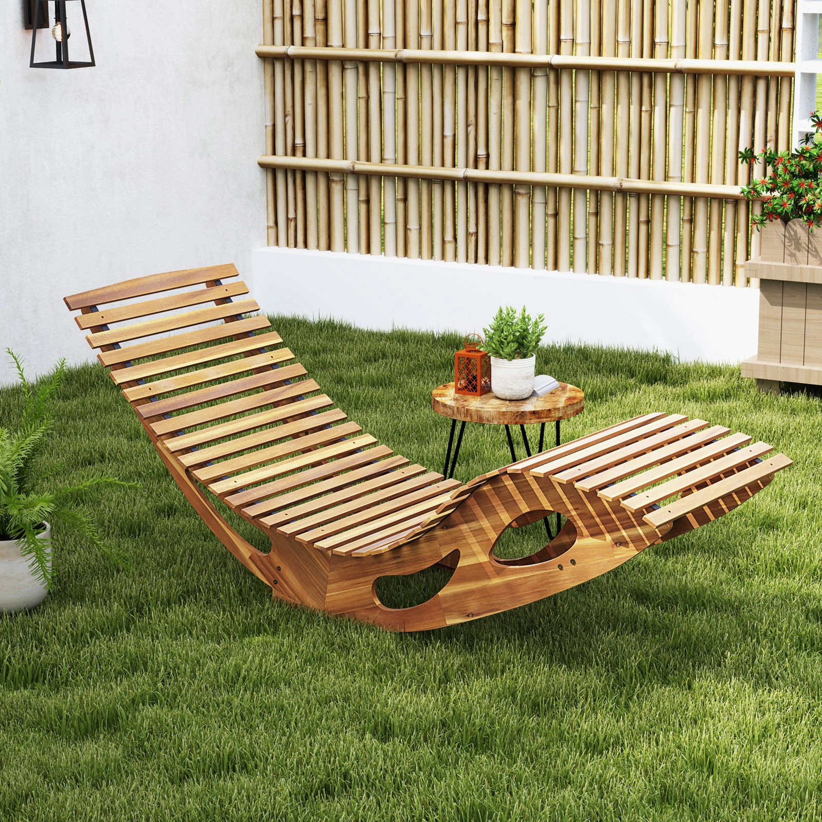 SlickBlue Patio Rocking Lounger Chair with Ergonomic Seat