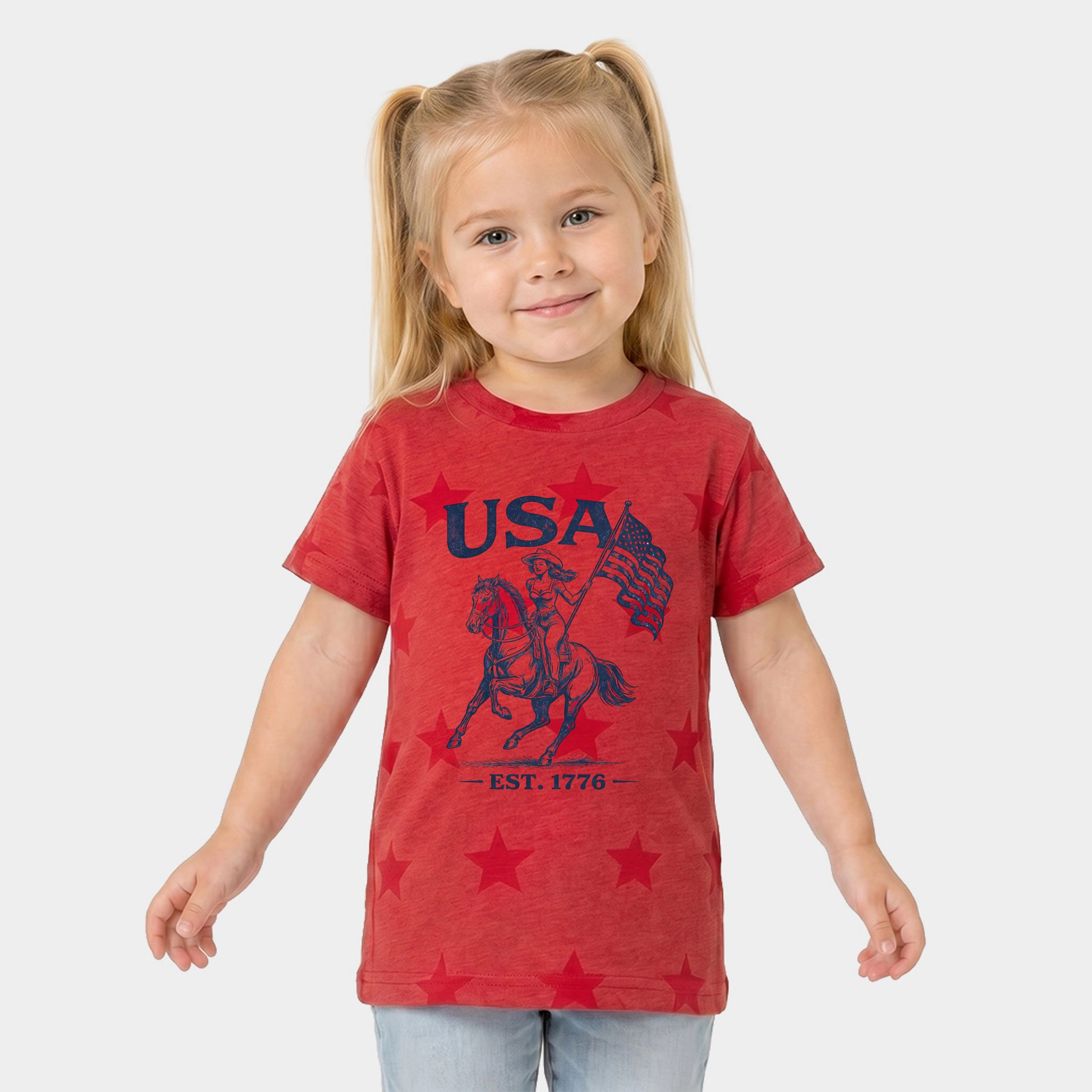 The Juniper Shop - USA Cowgirl Flag Toddler Short Sleeve Star Tee