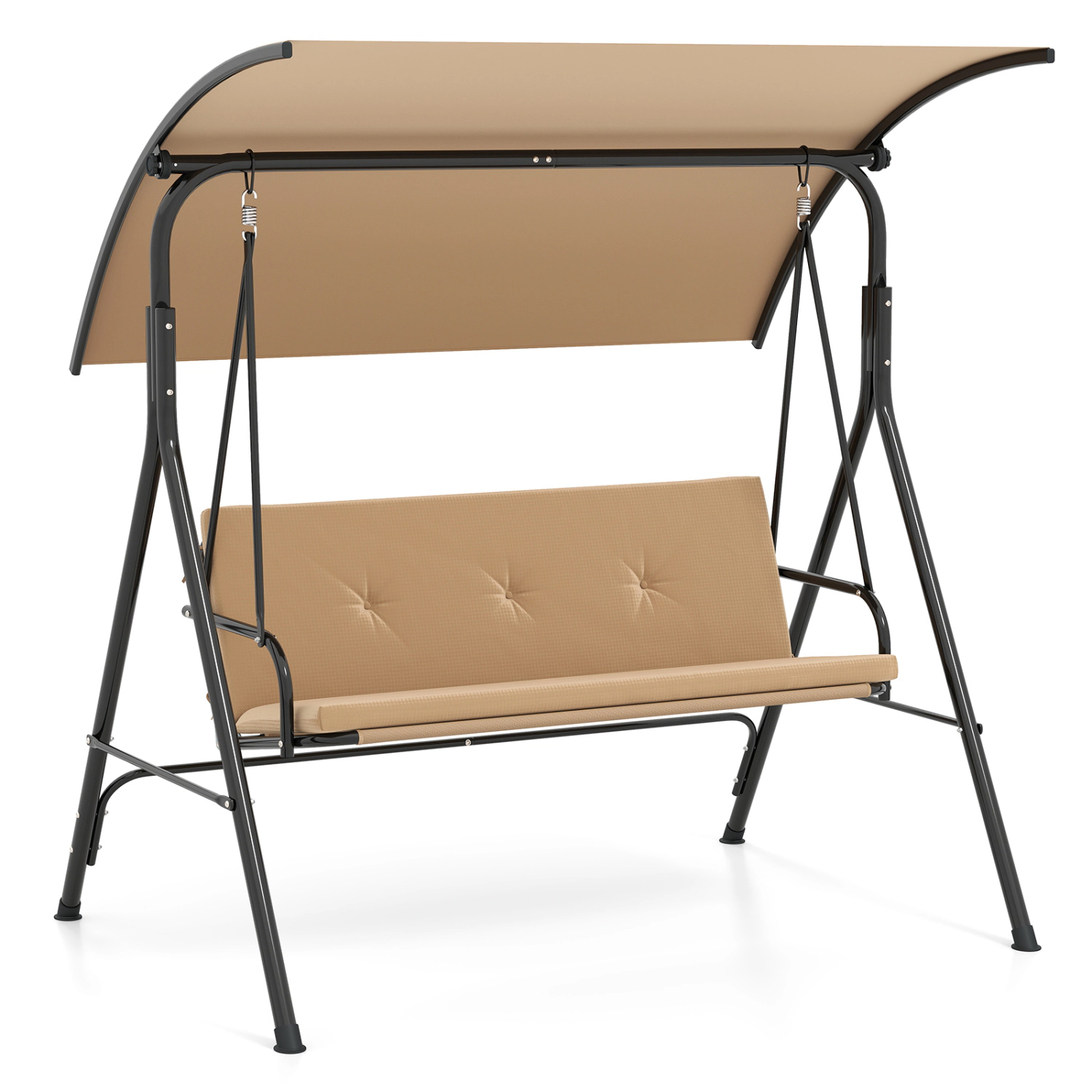 LJG Patio Swing Chair with Adjustable Canopy & Removable Cushion and Metal Stand