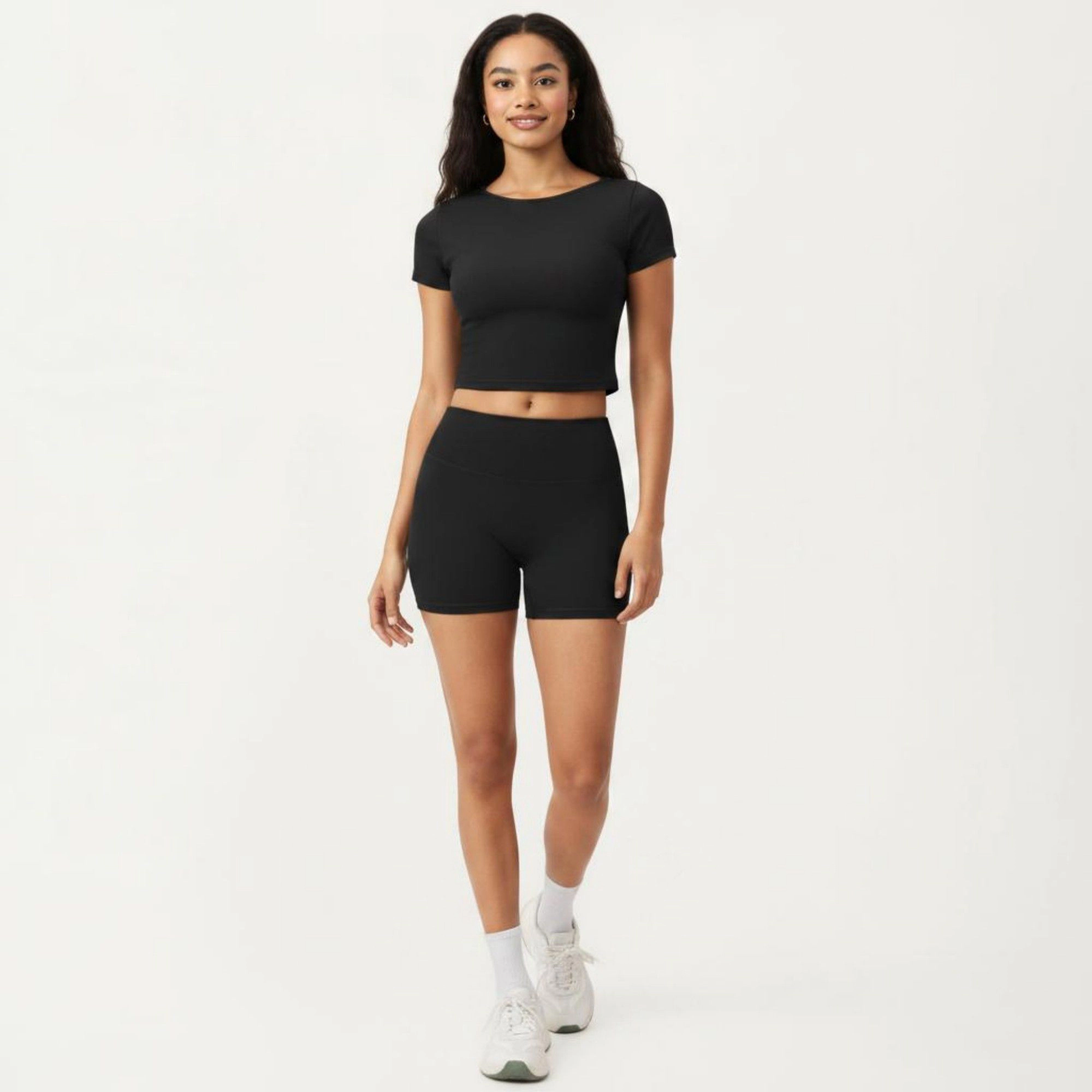 Anna-Kaci Women's Short Sleeve Cropped Active Top with Crew Neck and Smooth Stretch Fit