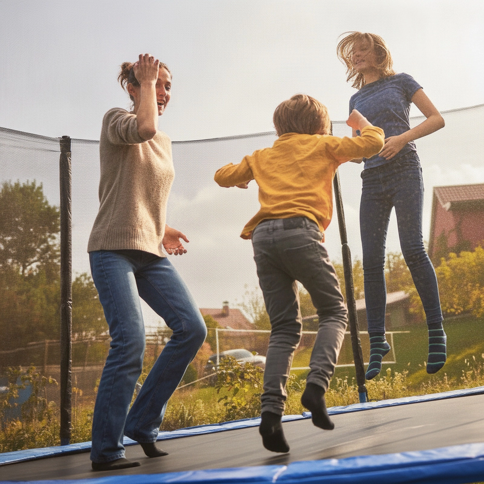 Trampoline Safety Net Replacement 8-ft Round Trampolines 6 Straight Poles 6-ft Tall PE Enclosure Net Double Door Black