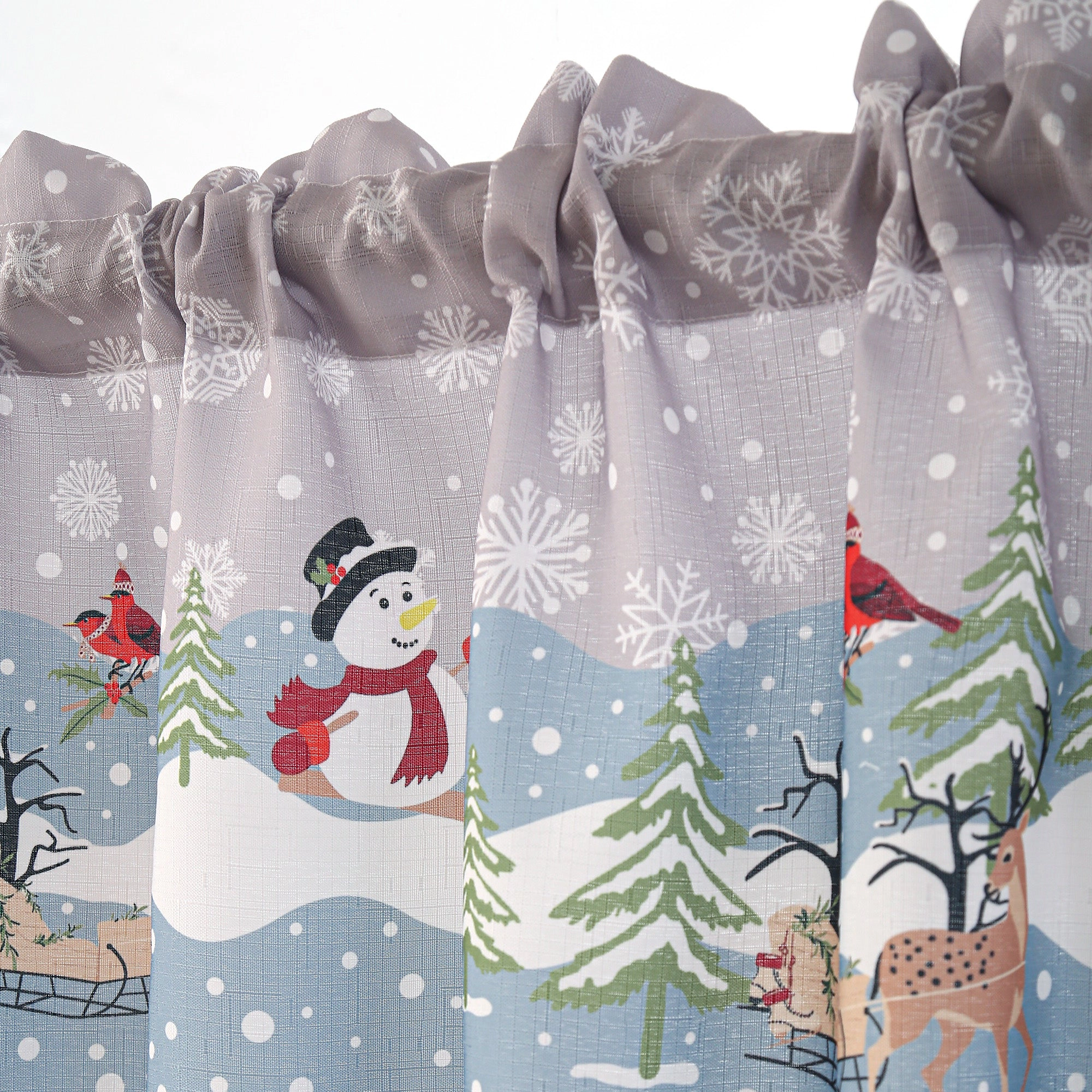 MarCielo 3 Piece Christmas Kitchen Curtains – Snowman Holiday Valance & Tiers
