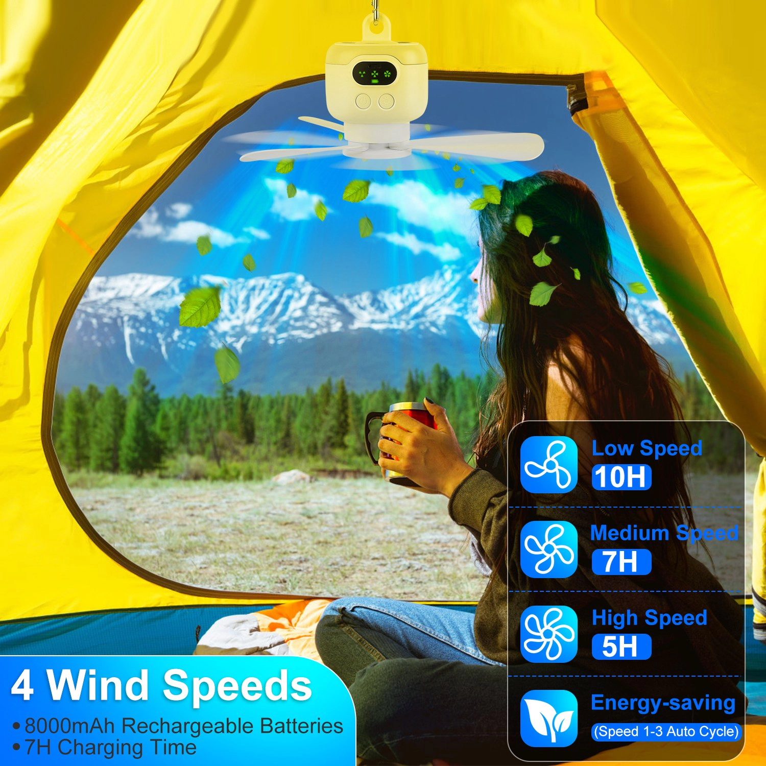 GBruno 2-in-1 Camping Fan With LED Lantern