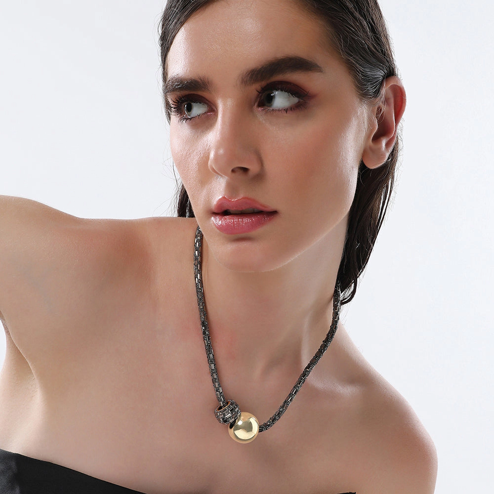SOHI Women's Antique Gold the Mirror Collar Necklace