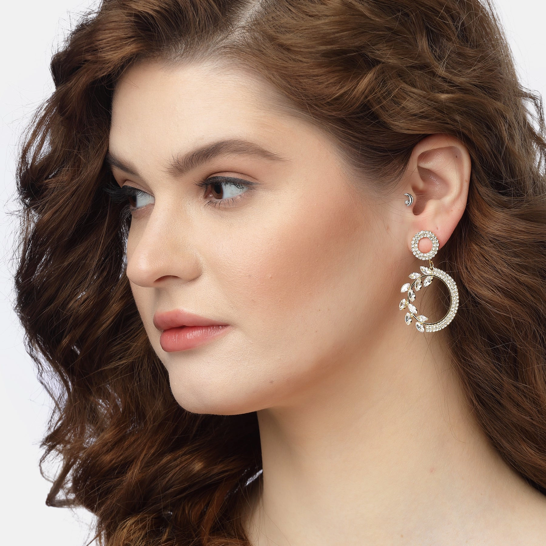 AGP PARIS Womens Elegant Drop Earrings with Floral Accents