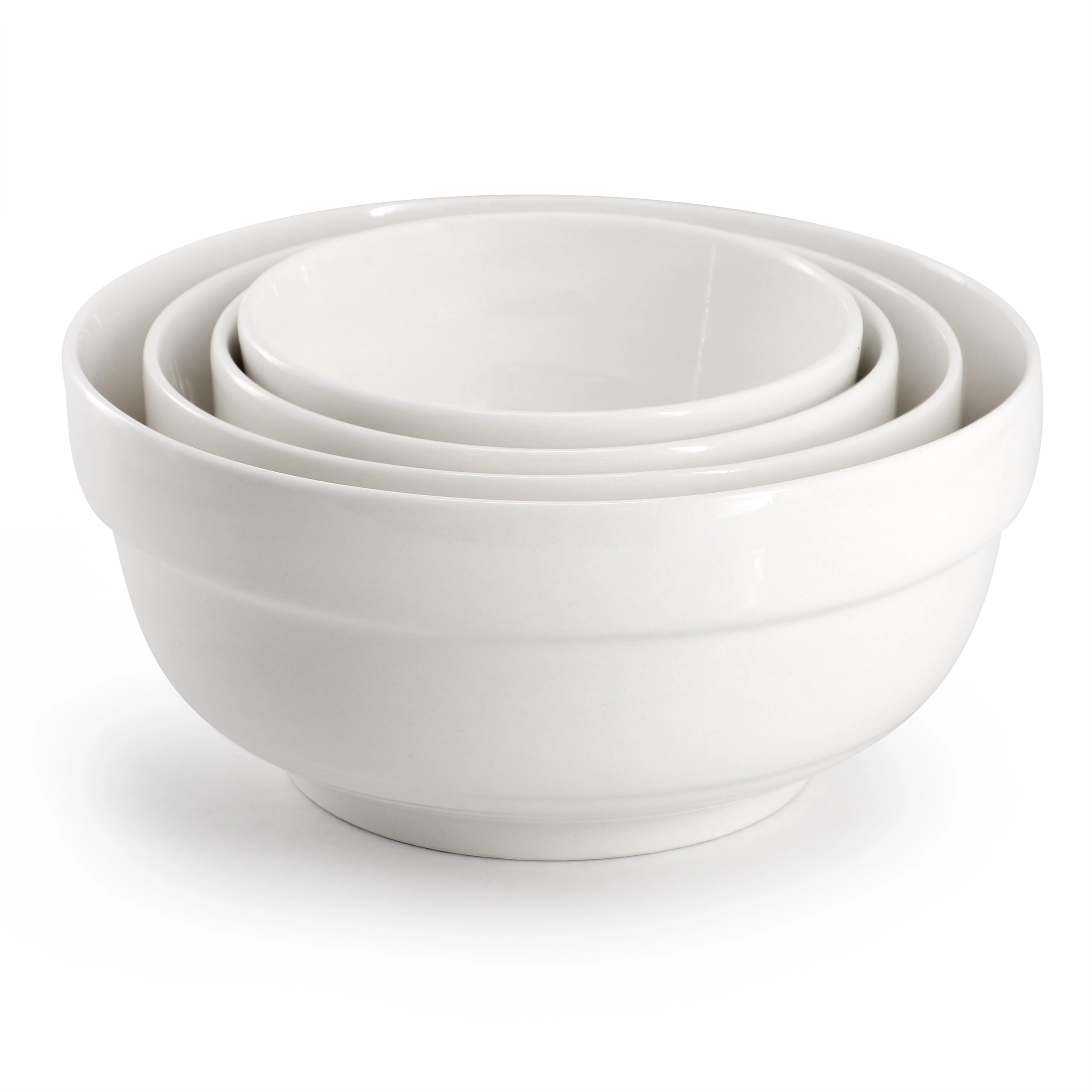 Gibson Home Great Essentials 4 Piece Fine Ceramic Serving Bowl Set in White