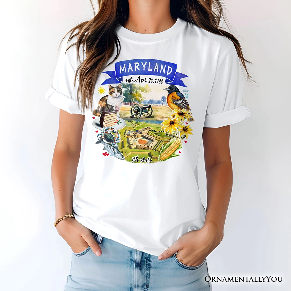 OrnamentallyYou Unisex Artistic Maryland State Themes And Landmarks T-Shirt