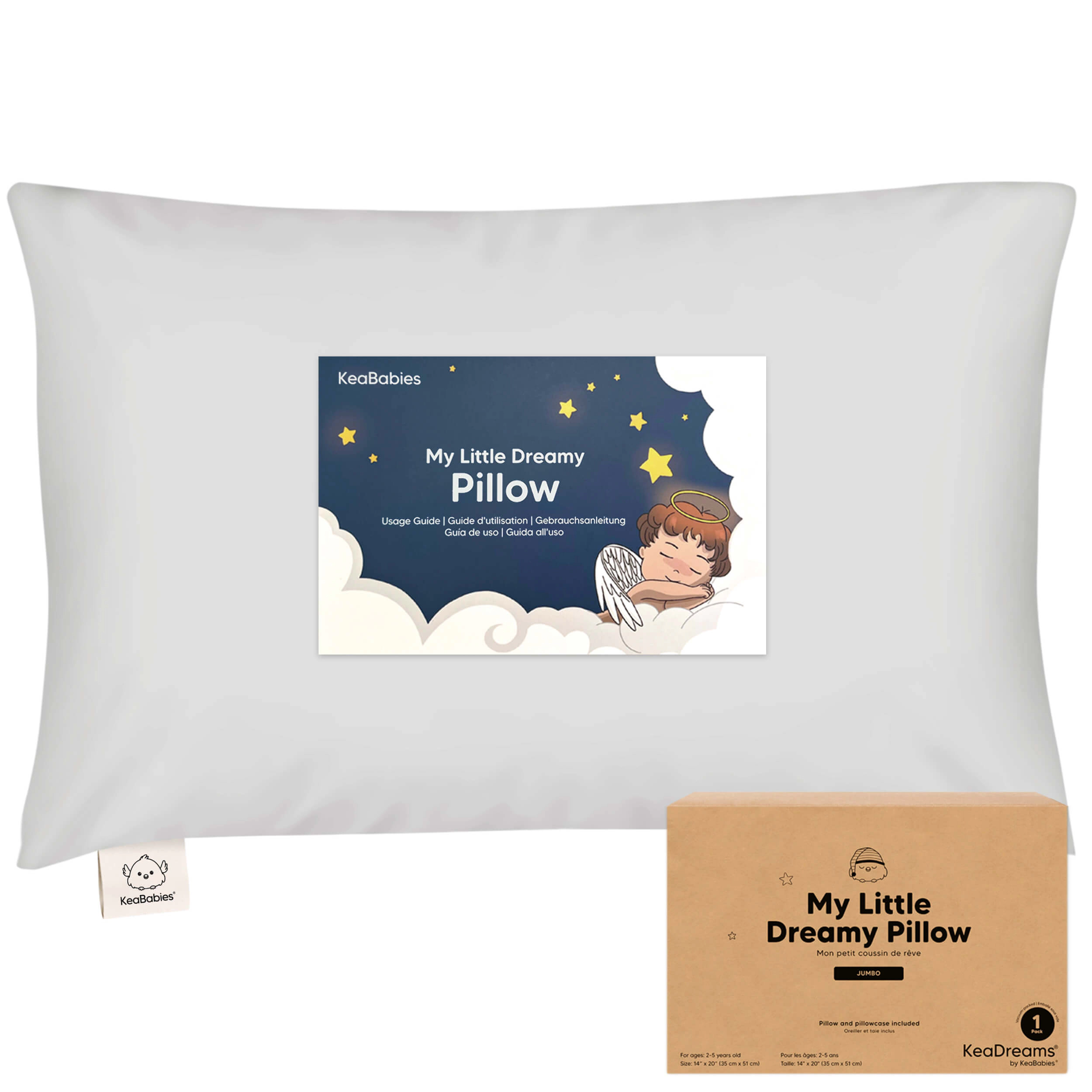 KeaBabies Jumbo Toddler Pillow with Pillowcase