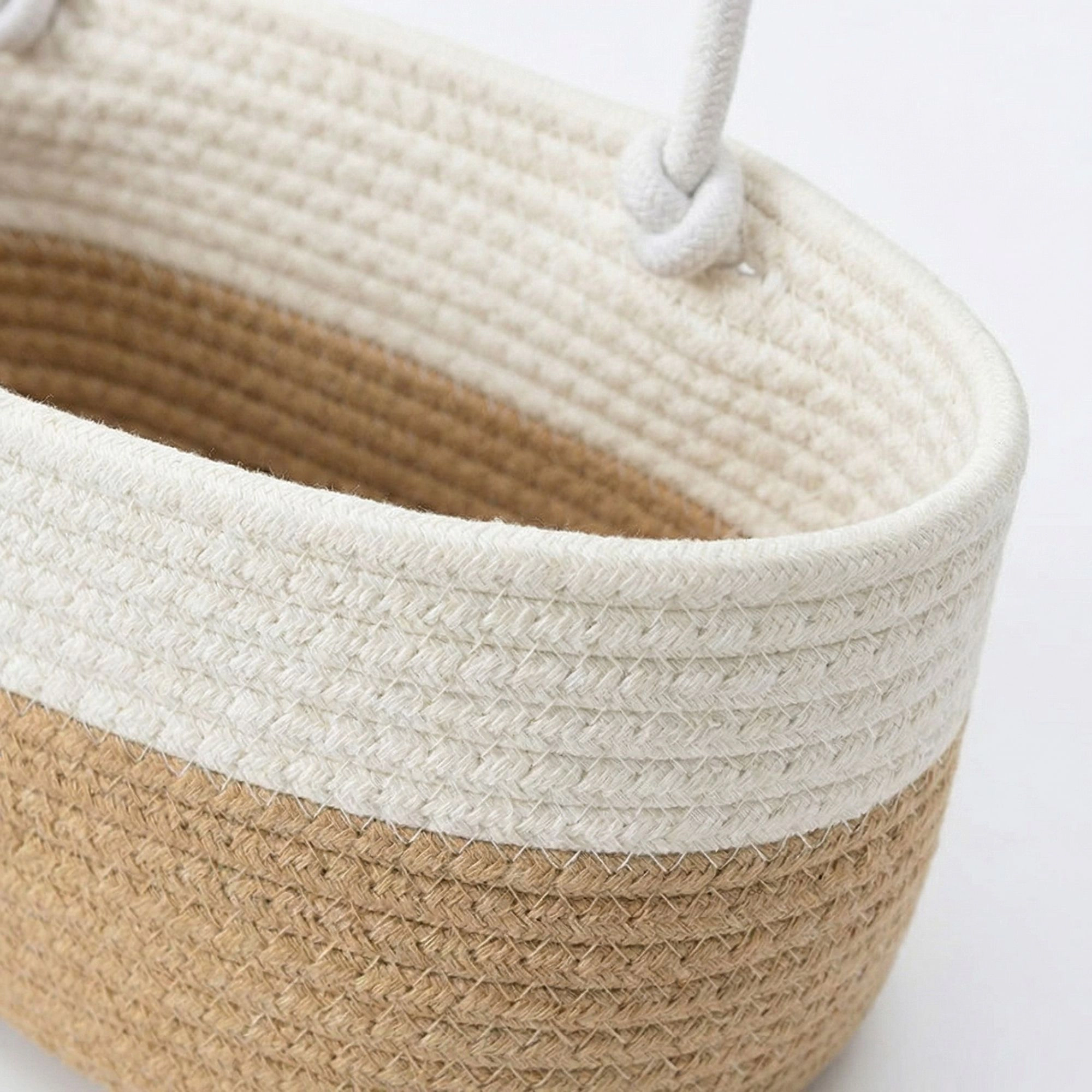 Alilang Unisex 2 Tier Hanging Storage Basket Cotton Rope Wall Organizer Modern Neutral