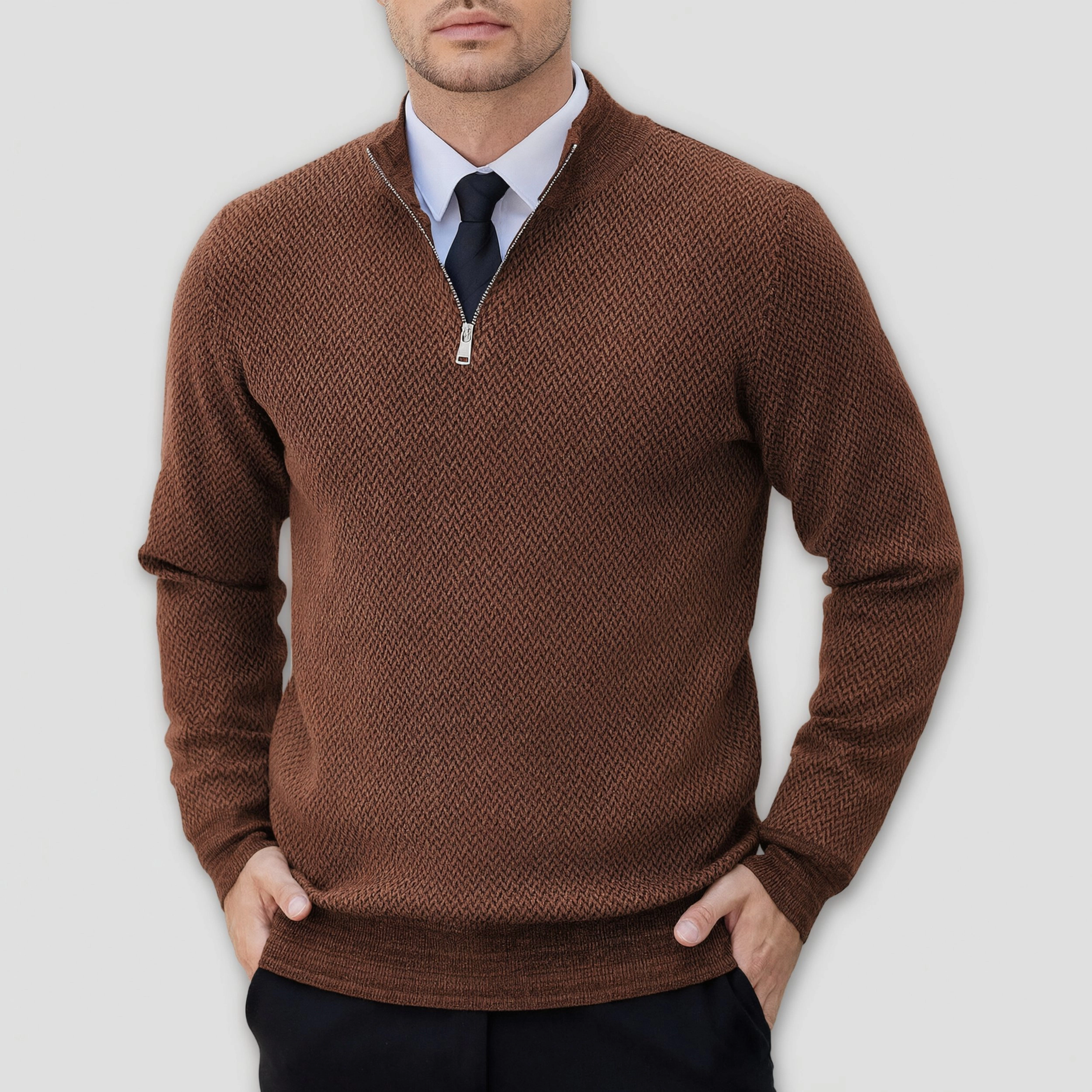 COOFANDY Men's Regular Fit Mock Neck Long Sleeve Quarter Zip Pullover Sweater
