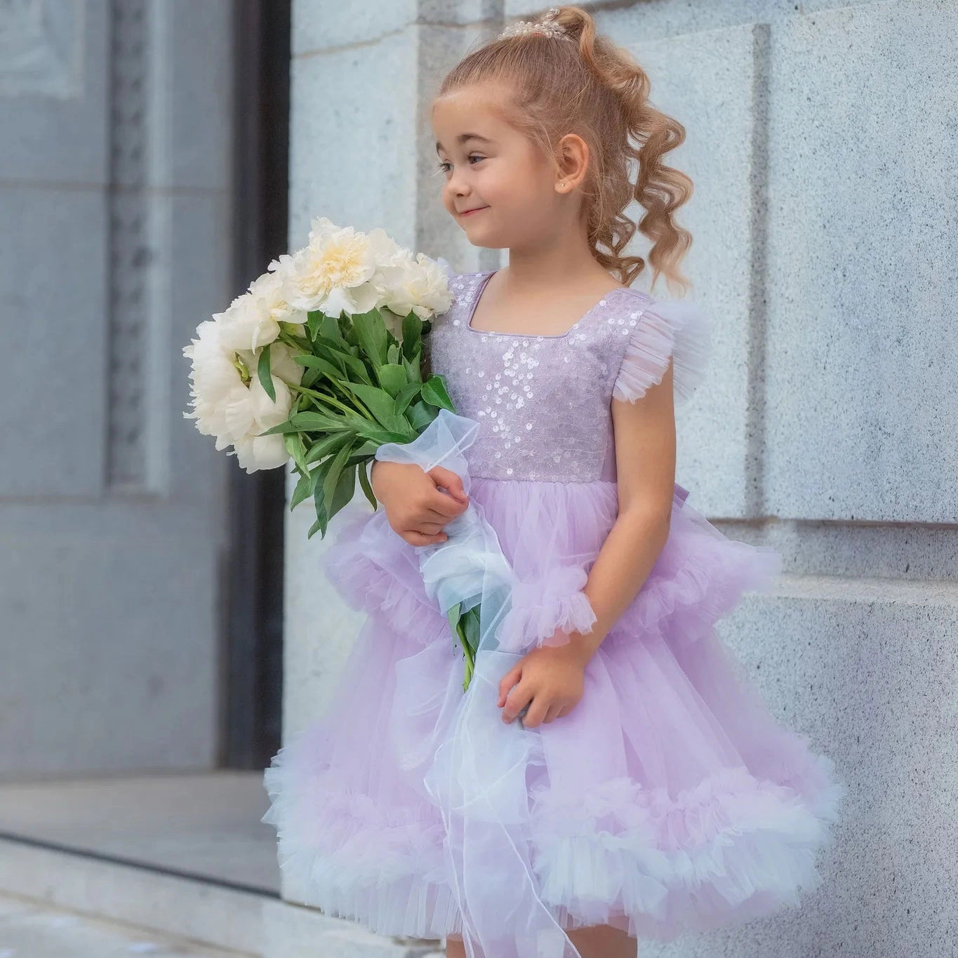 Faeella Girls Lilac Fairy Twirl Sequin Tulle Birthday Dress