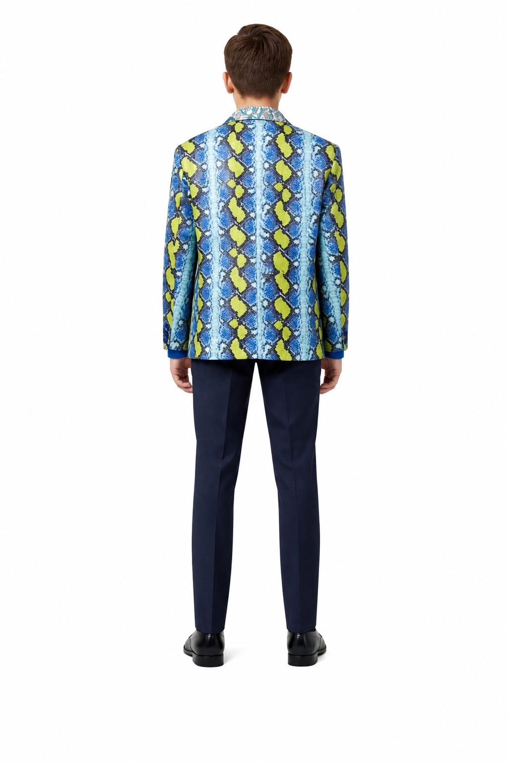 Elie Balleh Boys Slim Fit Snakeskin Jacket Print Blazer