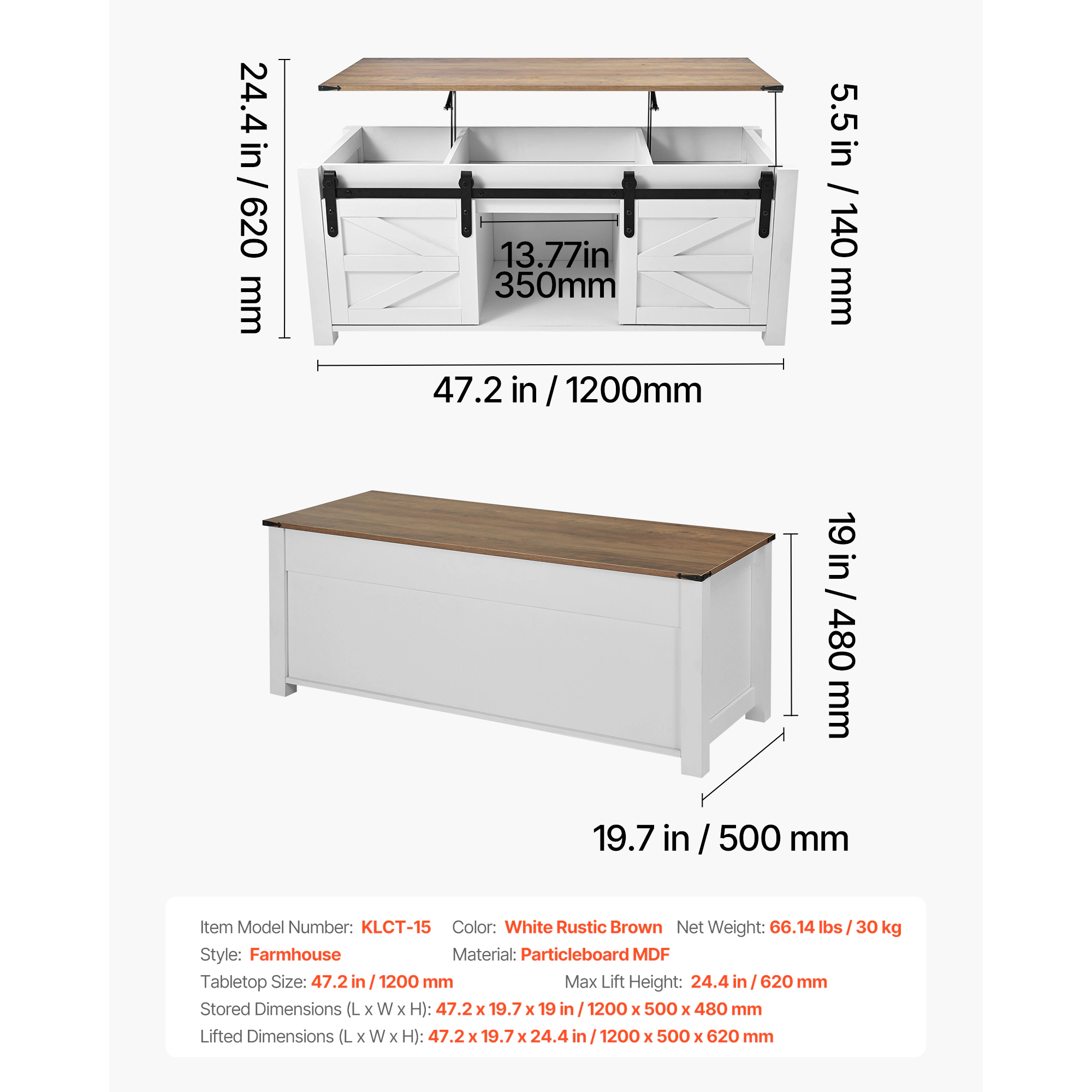 HONGGE Lift Top Coffee Table Coffee Table with Storage Coffee Table for Living Room