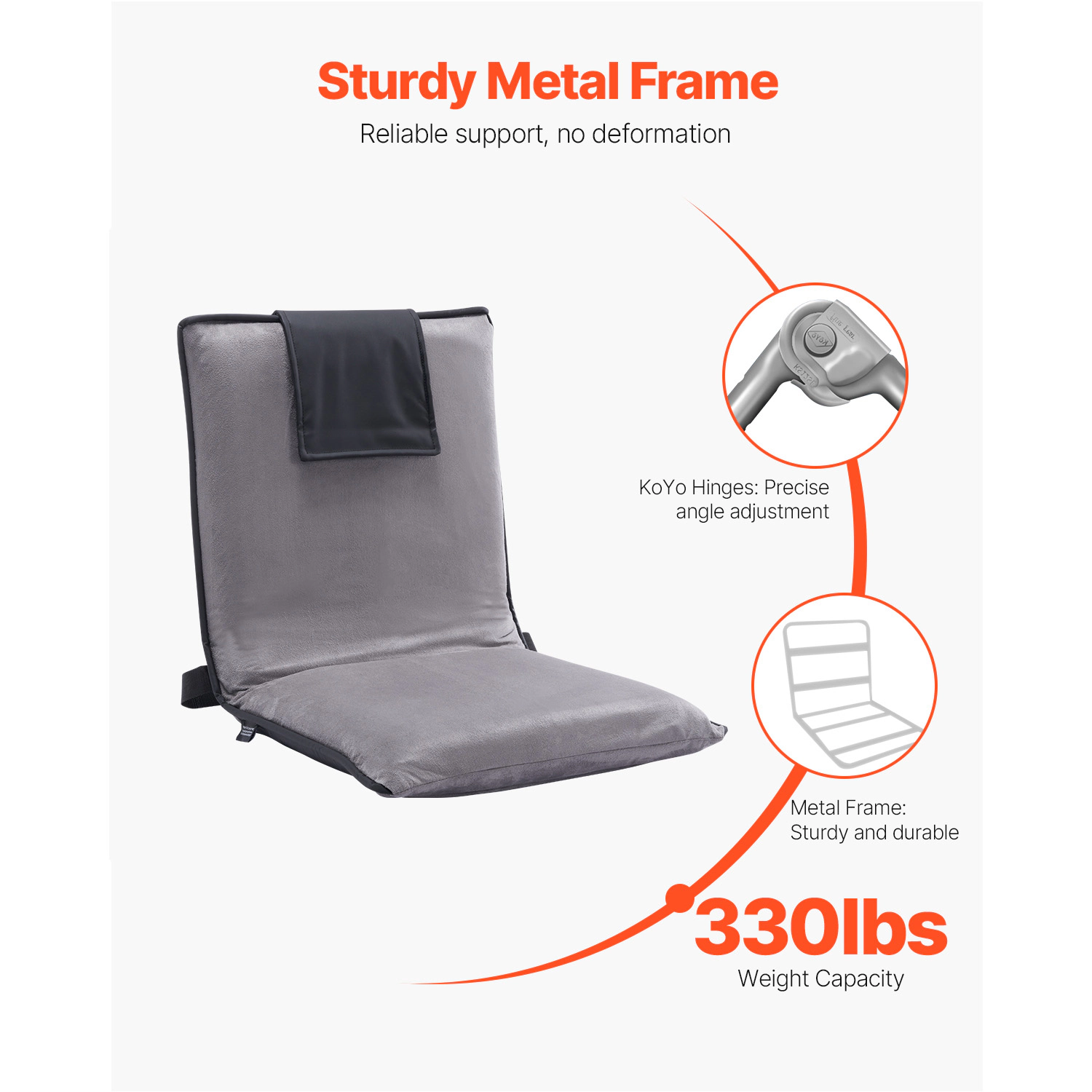 HONGGE Floor Chair 5 Adjustable Positions Folding Floor Gaming Chair with Ergonomic Back Support Sturdy Metal Frame