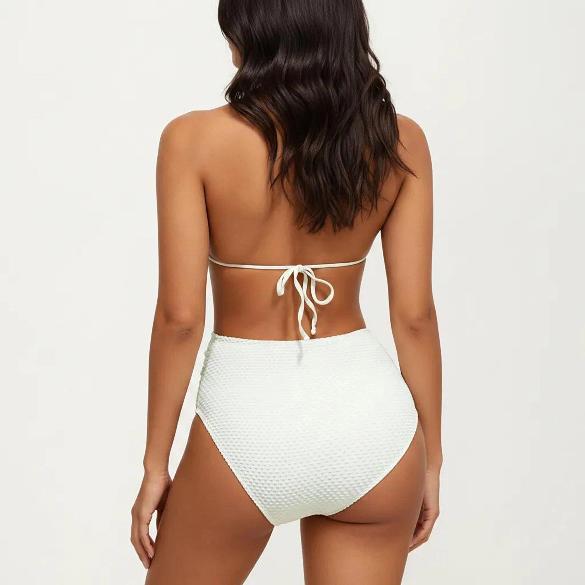 Anna-Kaci Women’s Maternity 3-Piece Swim Set - Ruffled Triangle Top, High-Waist Tummy Control Bottom, Wrap Skirt