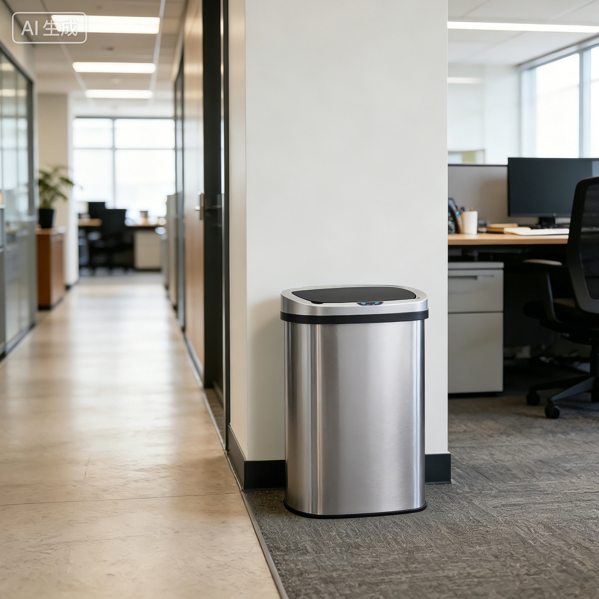 Innovaze 13 Gal./50 Liter Stainless Steel Oval Motion Sensor Trash Can for Kitchen