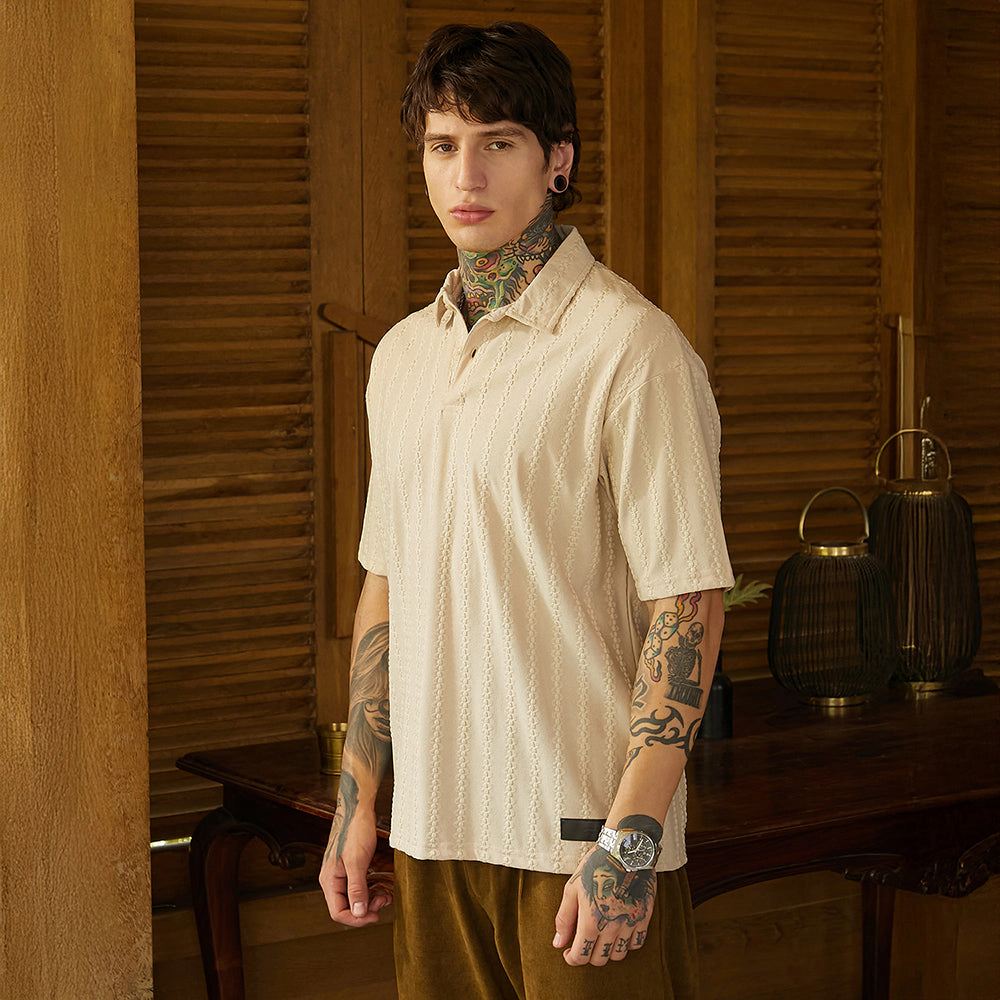 Spiralknot-Tactile Oversized Polo T-Shirt
