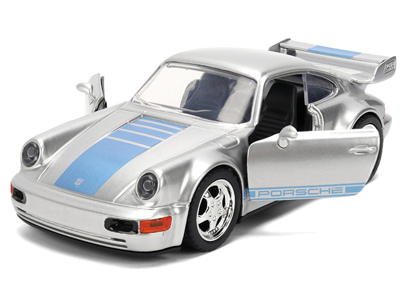 Porsche 911 Carrera RS 3.8 "Mirage" Silver Metallic Blue Stripes "Transformers: Rise of the Beasts" (2023)" 1/32 by Jada