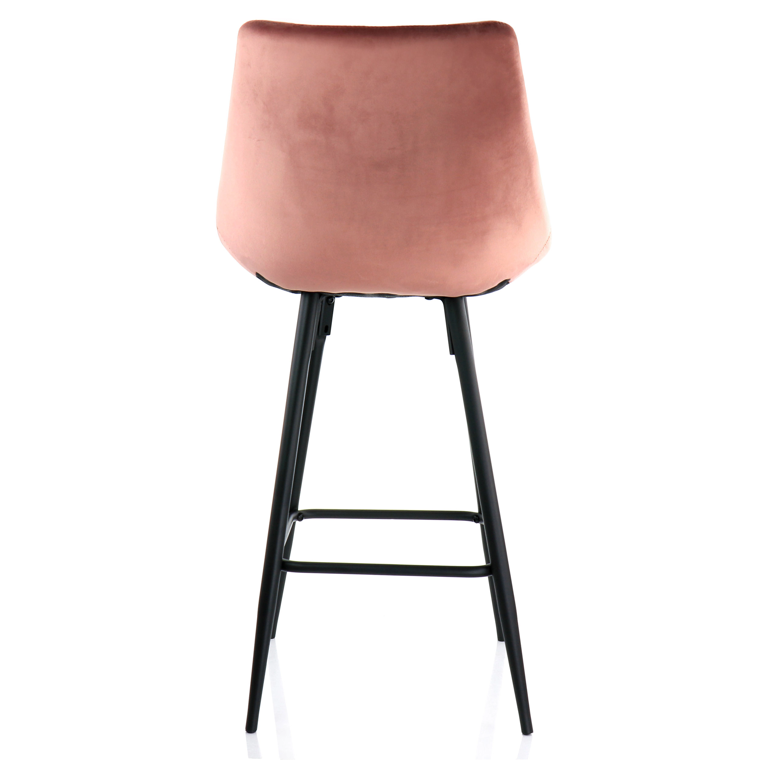 Elama 2 Piece Velvet Tufted Bar Chair in Pink with Metal Legs