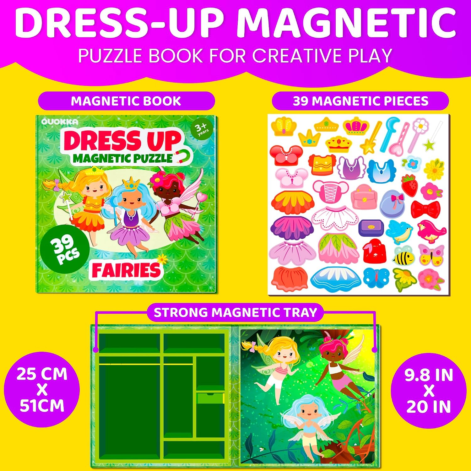 QUOKKA Magnetic Dress-Up Dolls, Creative Pretend Play Set with Mix & Match Outfits for Kids Ages 3-5