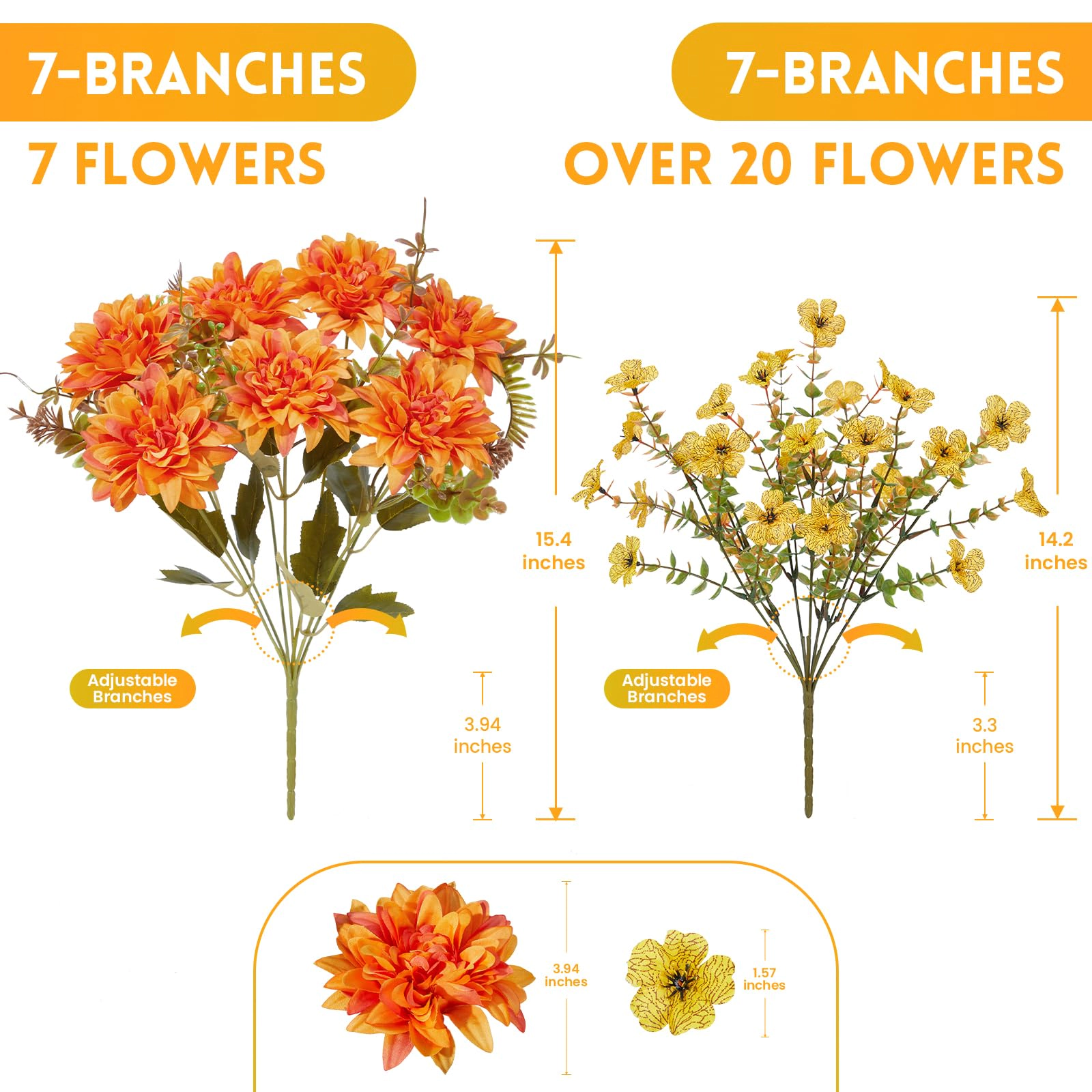 PUPWE Artificial Flowers Outdoor UV Resistant Decor