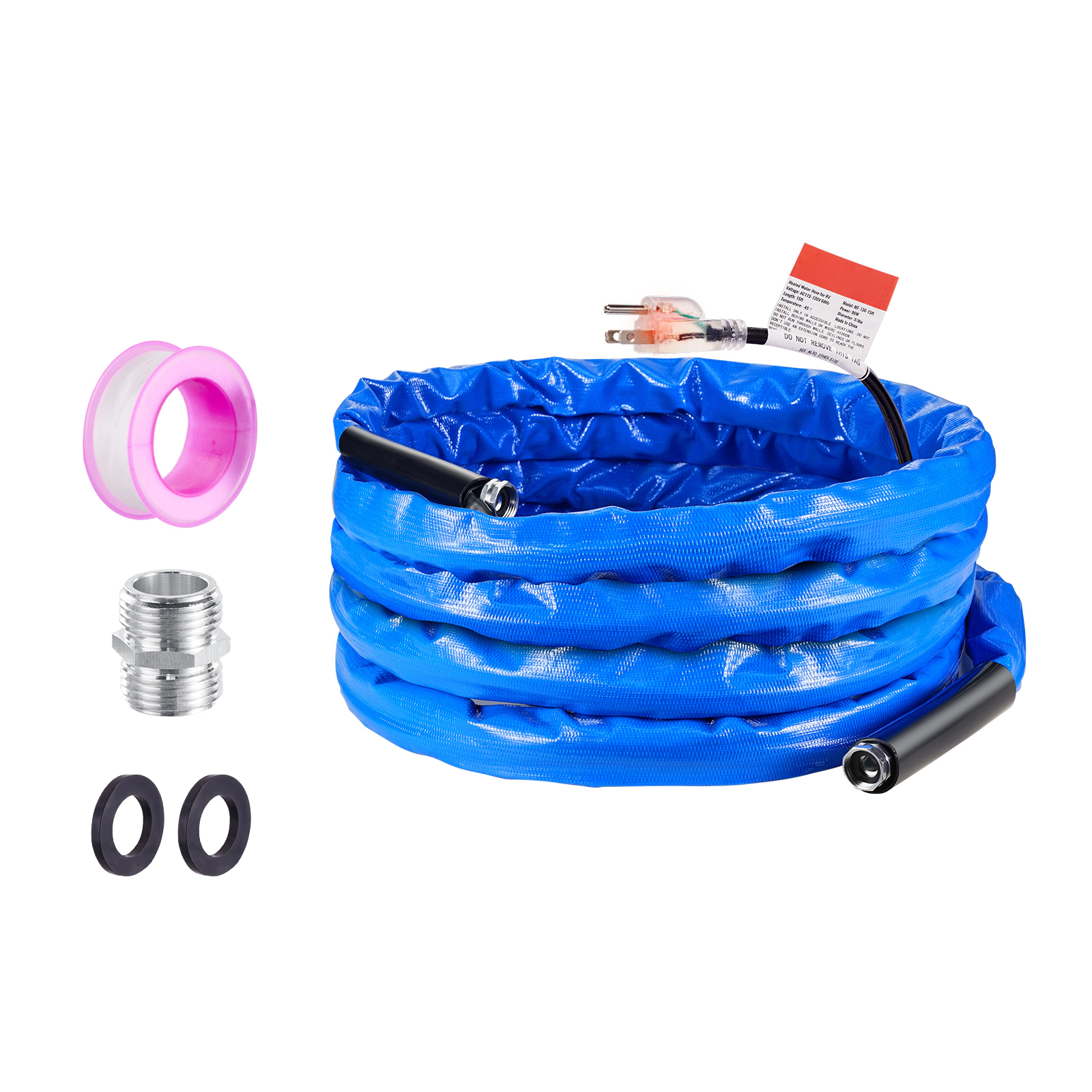HONGGE 25 ft Heated RV Water Hose, Corrugated Cover, Antifreeze to -45°F, Self-Regulating 5/8-inch Hose