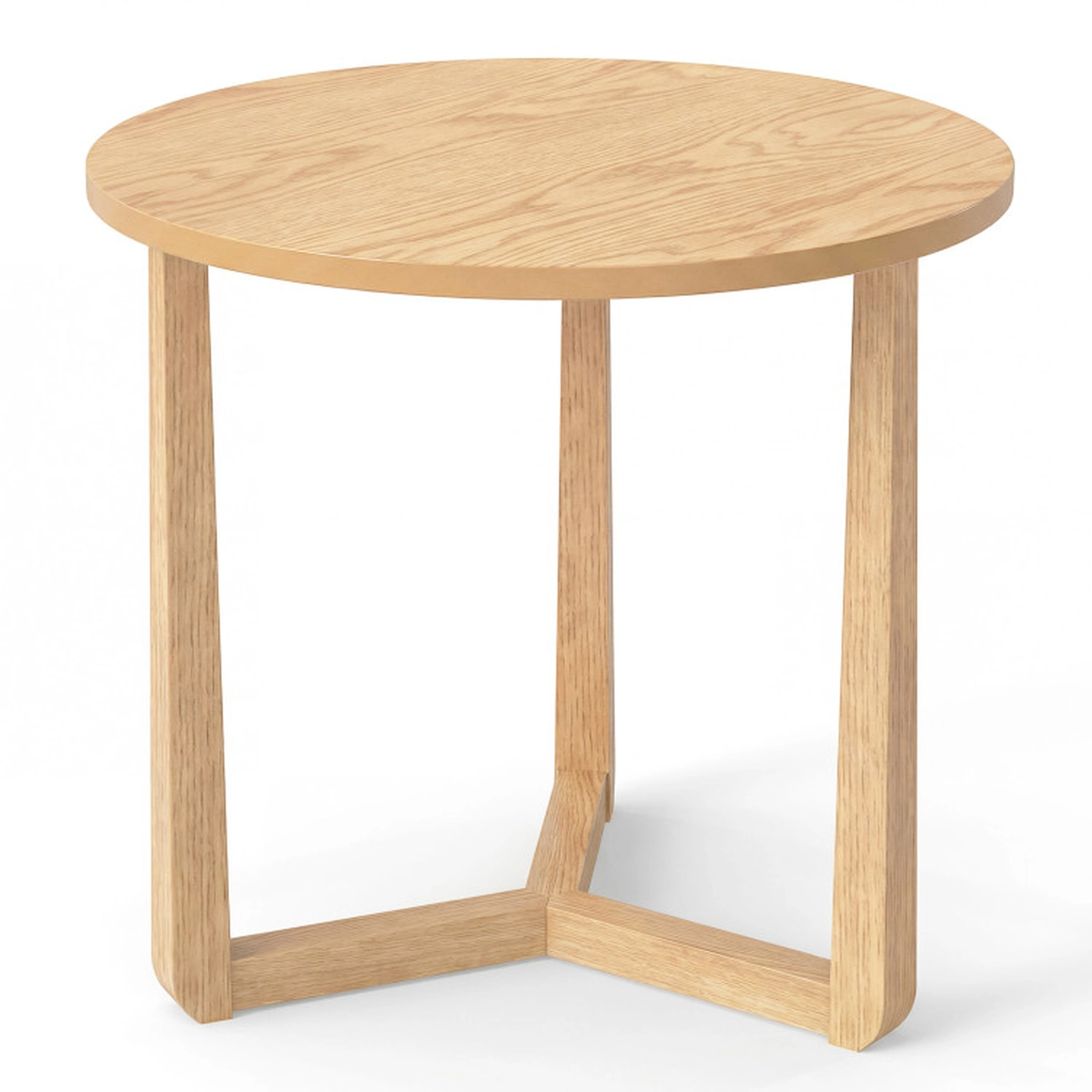SUGIFT Triangular Rubber Wood Legs 0.7-in Top Farmhouse End Table 22.5-in Diameter 21-in Tall 176-lb Capacity Natural
