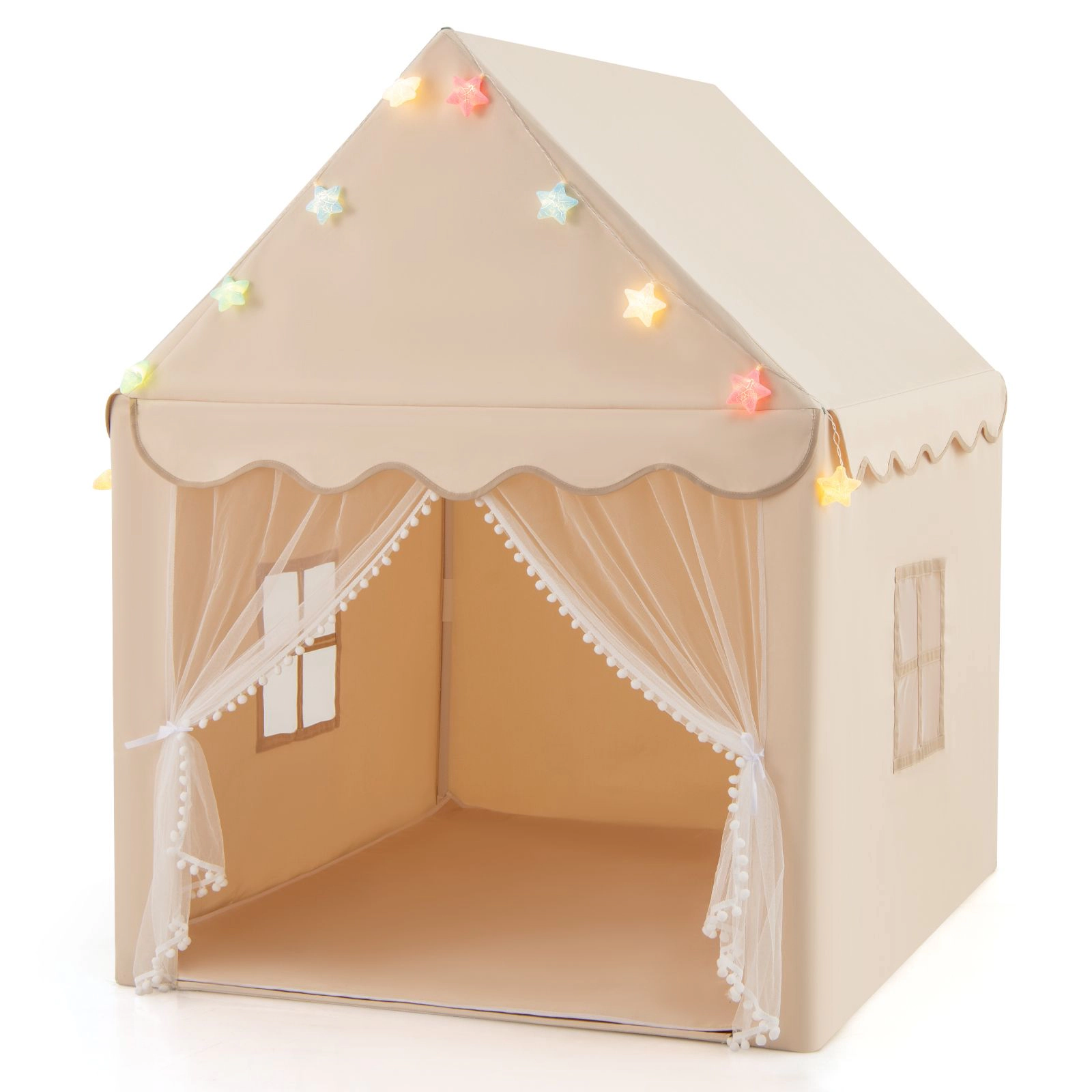 SlickBlue Large Kids Playhouse Tent with Mesh Windows and Curtains