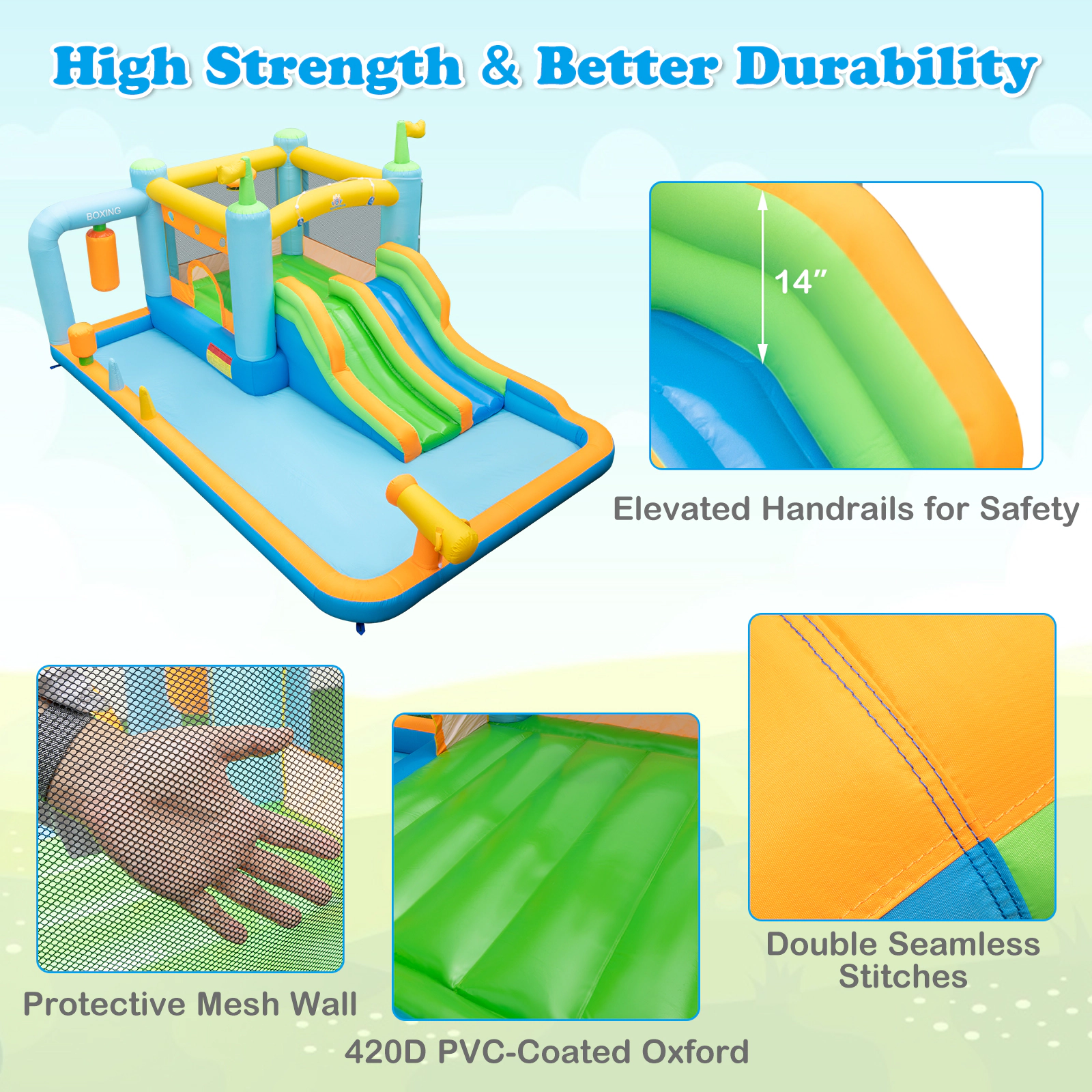 Hivvago Giant Inflatable Water Slide for Kids Aged 3-10 Years (with 680W Blower)