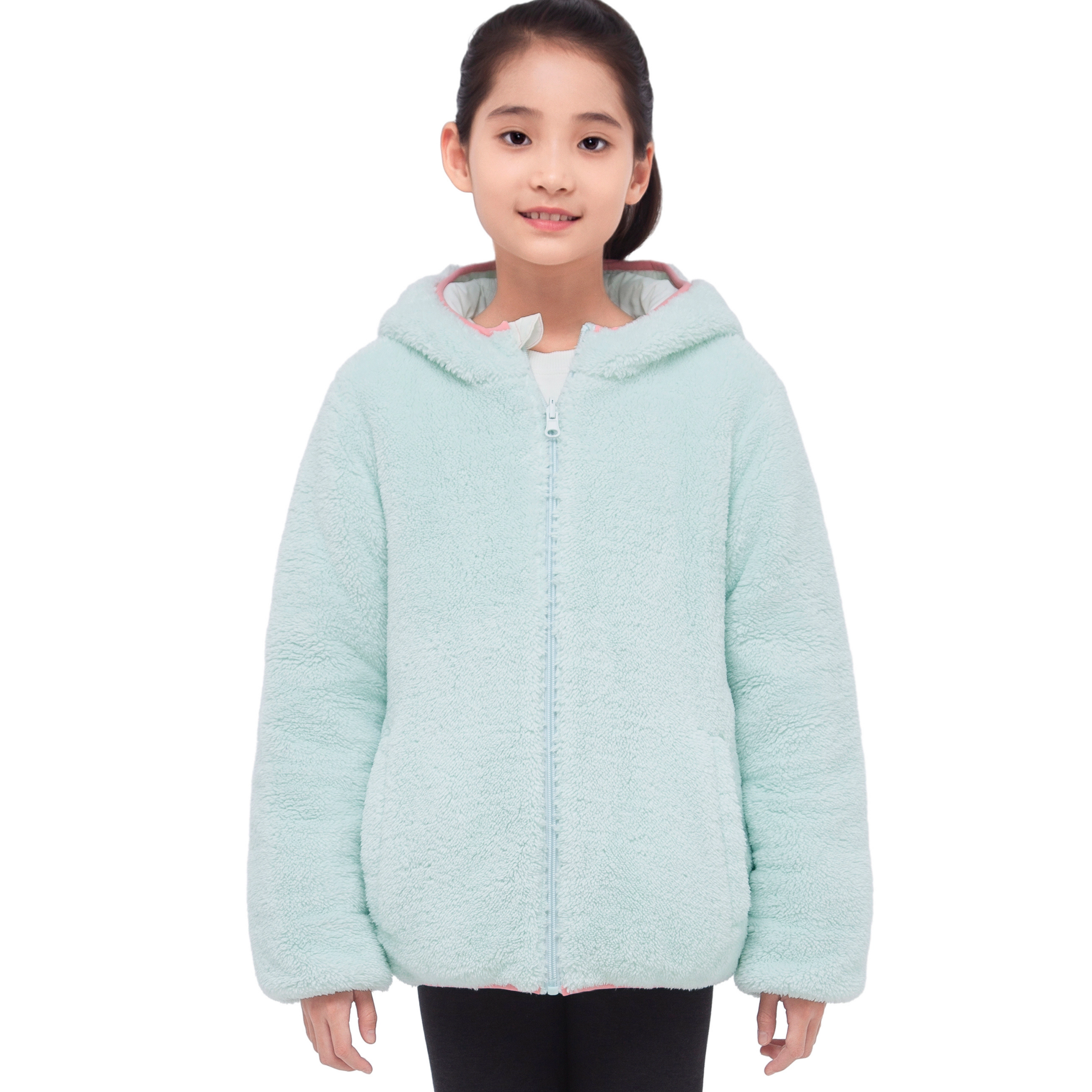 Rokka&Rolla Little & Big Kid Girls Reversible Fleece Puffer Jacket